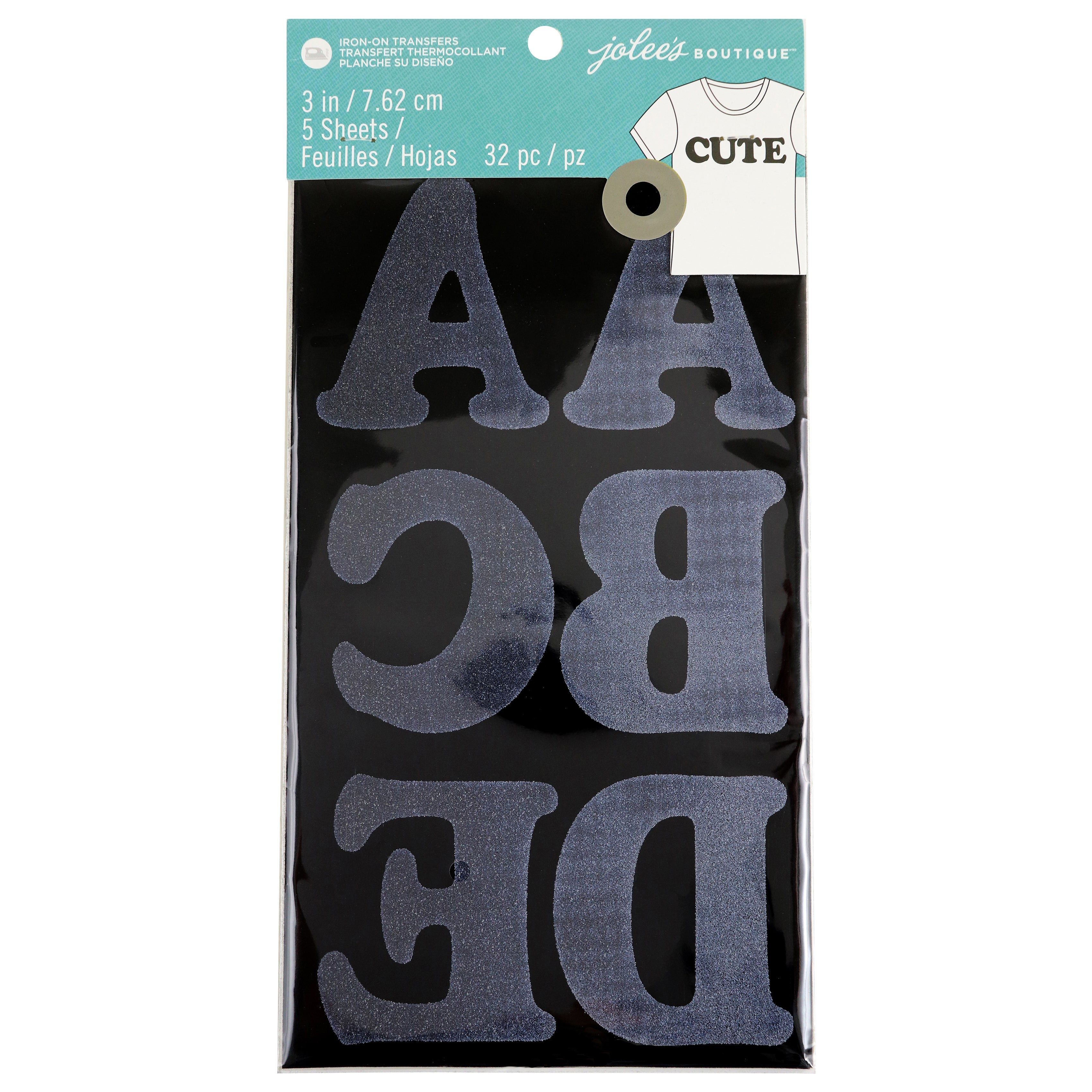 Jolee's 3" Black Iron-On Letters - 32 pack