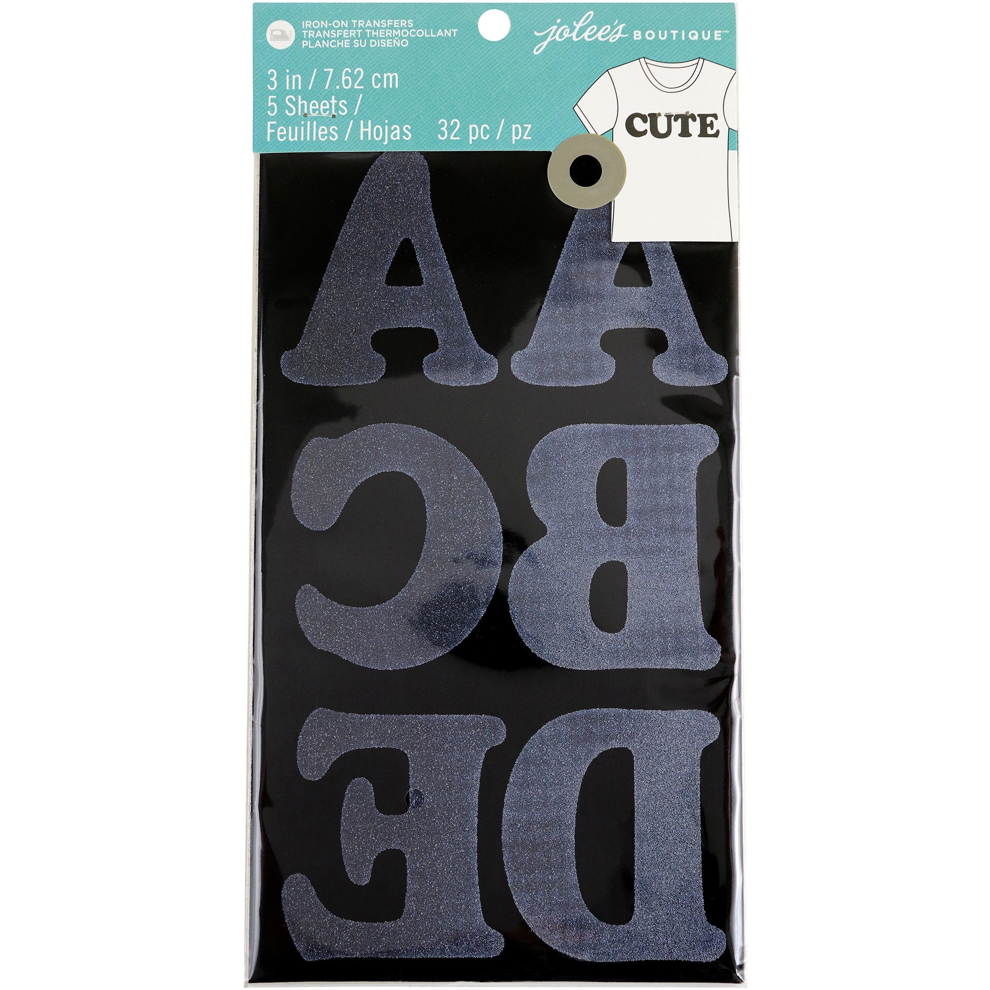 Jolee's 3" Flocked Iron-On Letters - Available in White or Black