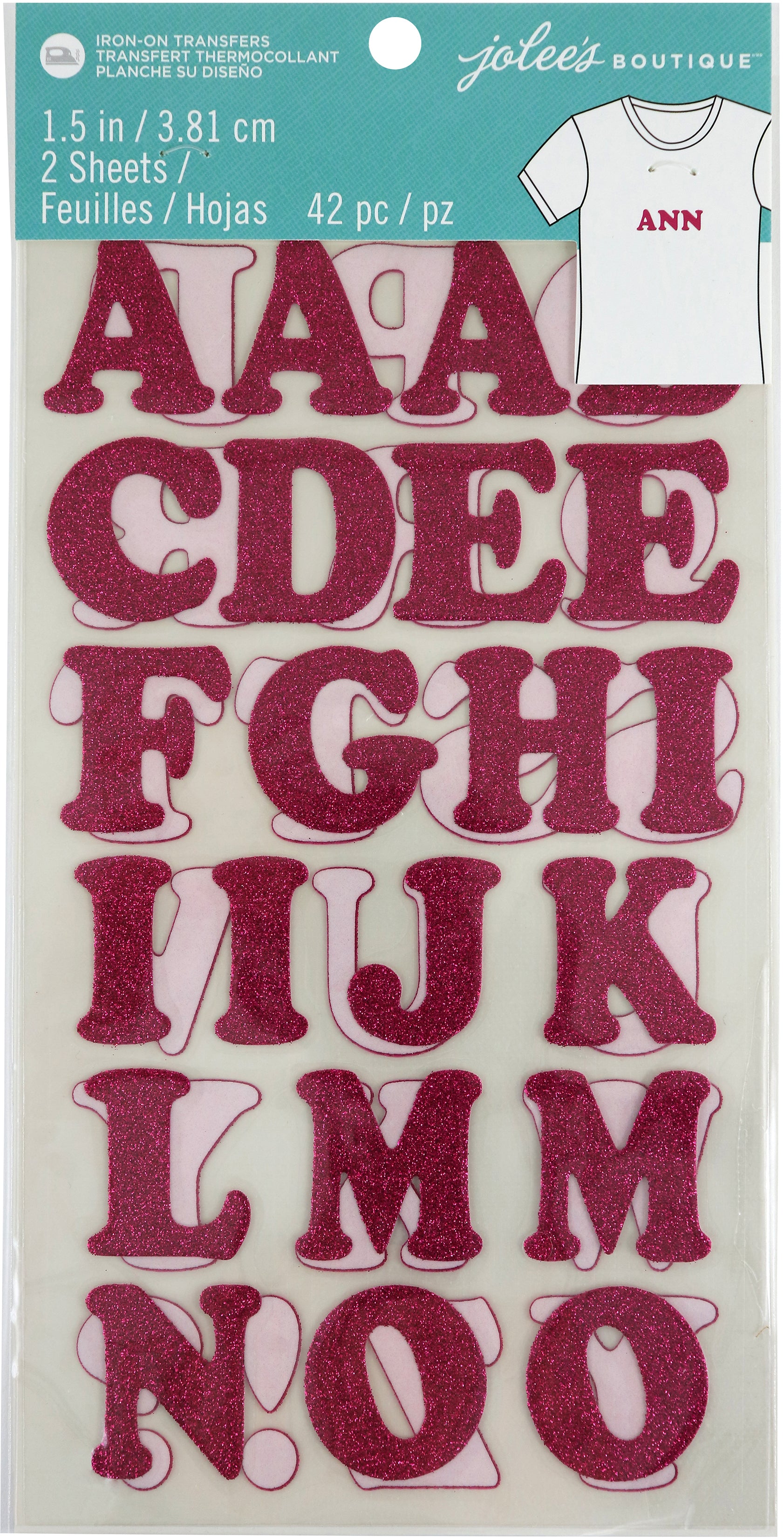 Jolee's 1.5" Iron-On Letters with Glitter - Available in Pink or Black