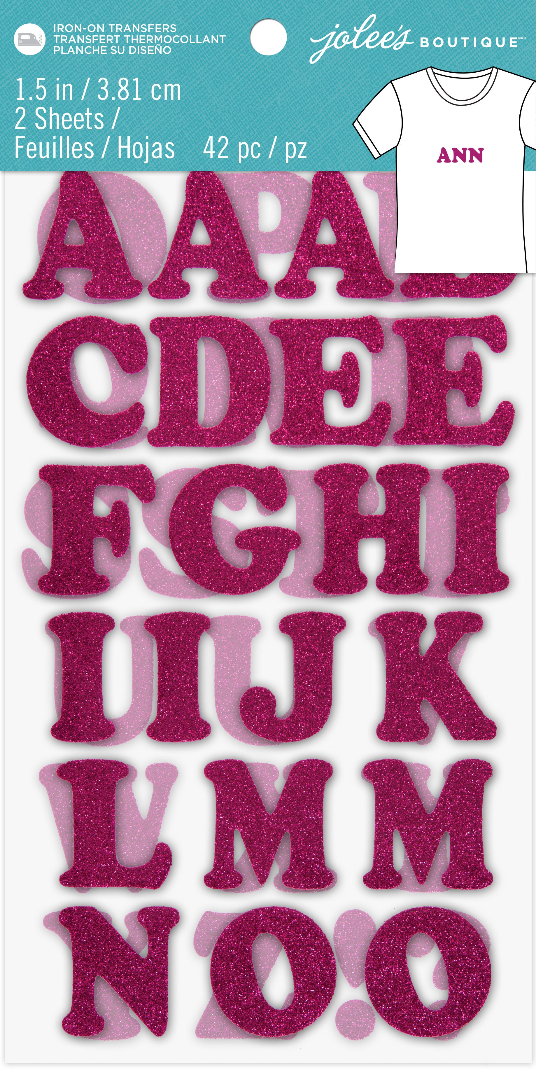 Jolee's 1.5" Iron-On Letters with Glitter - Available in Pink or Black