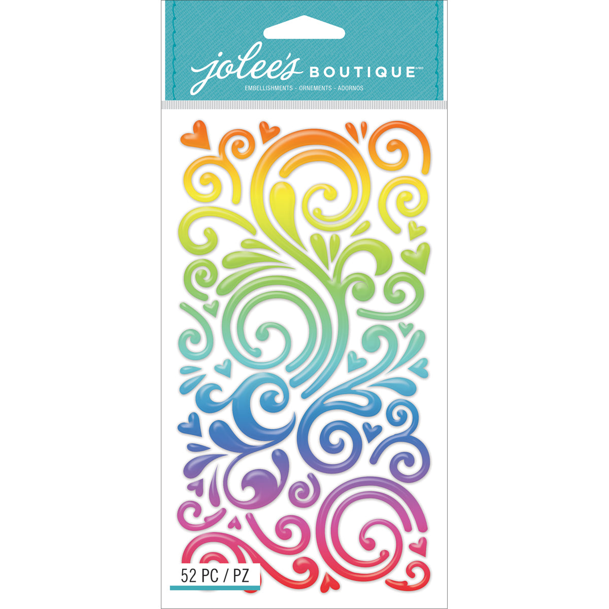Jolee's Le Grande Dimensional Stickers - Rainbow Swirls