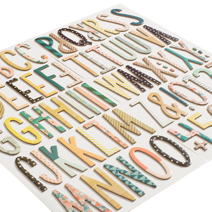 American Crafts Wonder Thickers - Trinket Patterned Alpha, 75 stickers