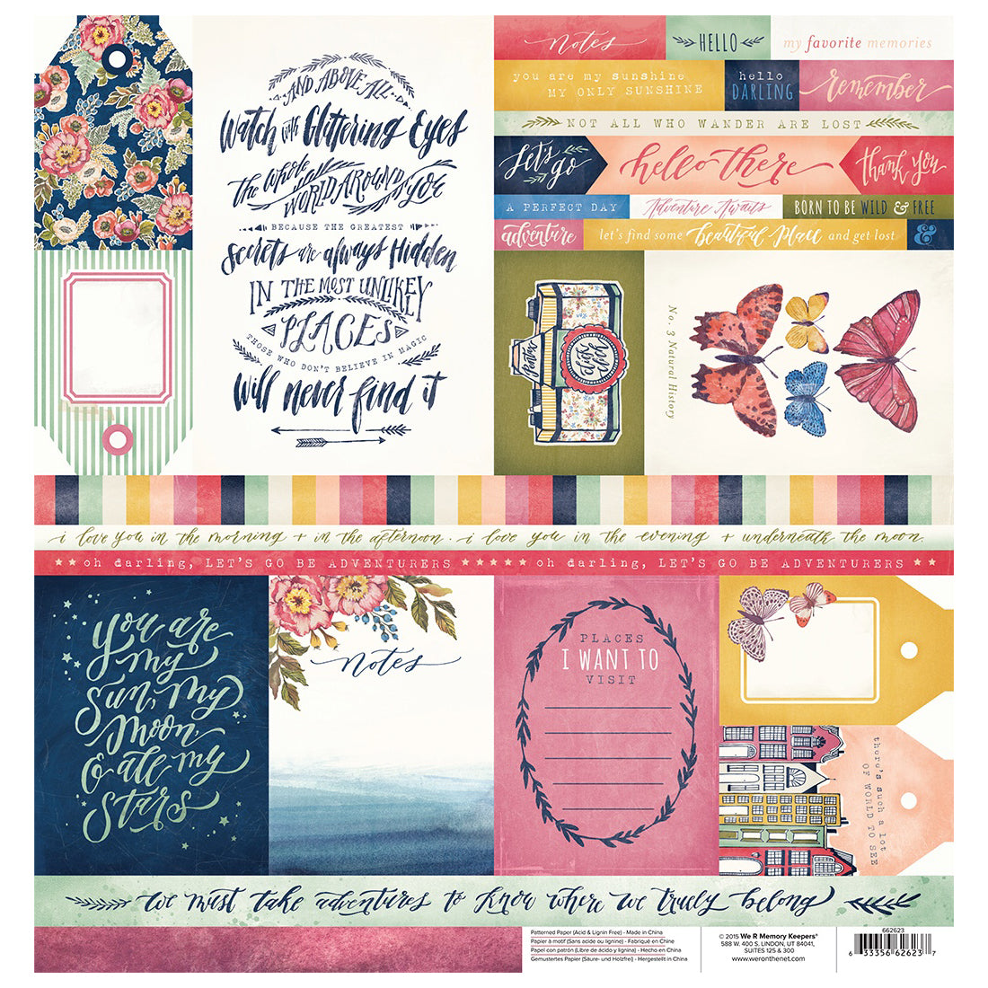 Wildflower Double-Sided 12x12" Cardstock - Antiques, 25 sheets