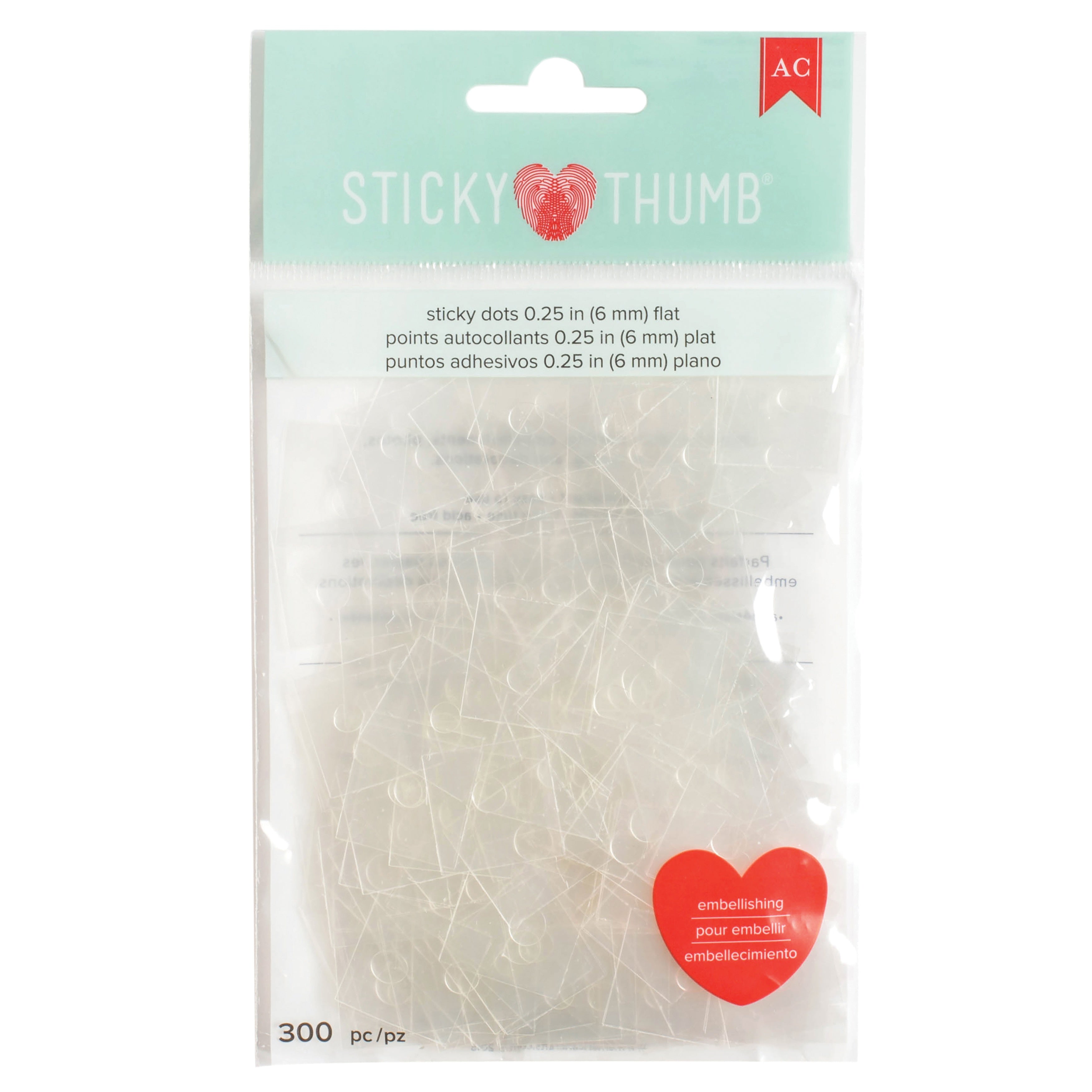 Sticky Thumb 0.25" Sticky Flat Dots - 300 Pack
