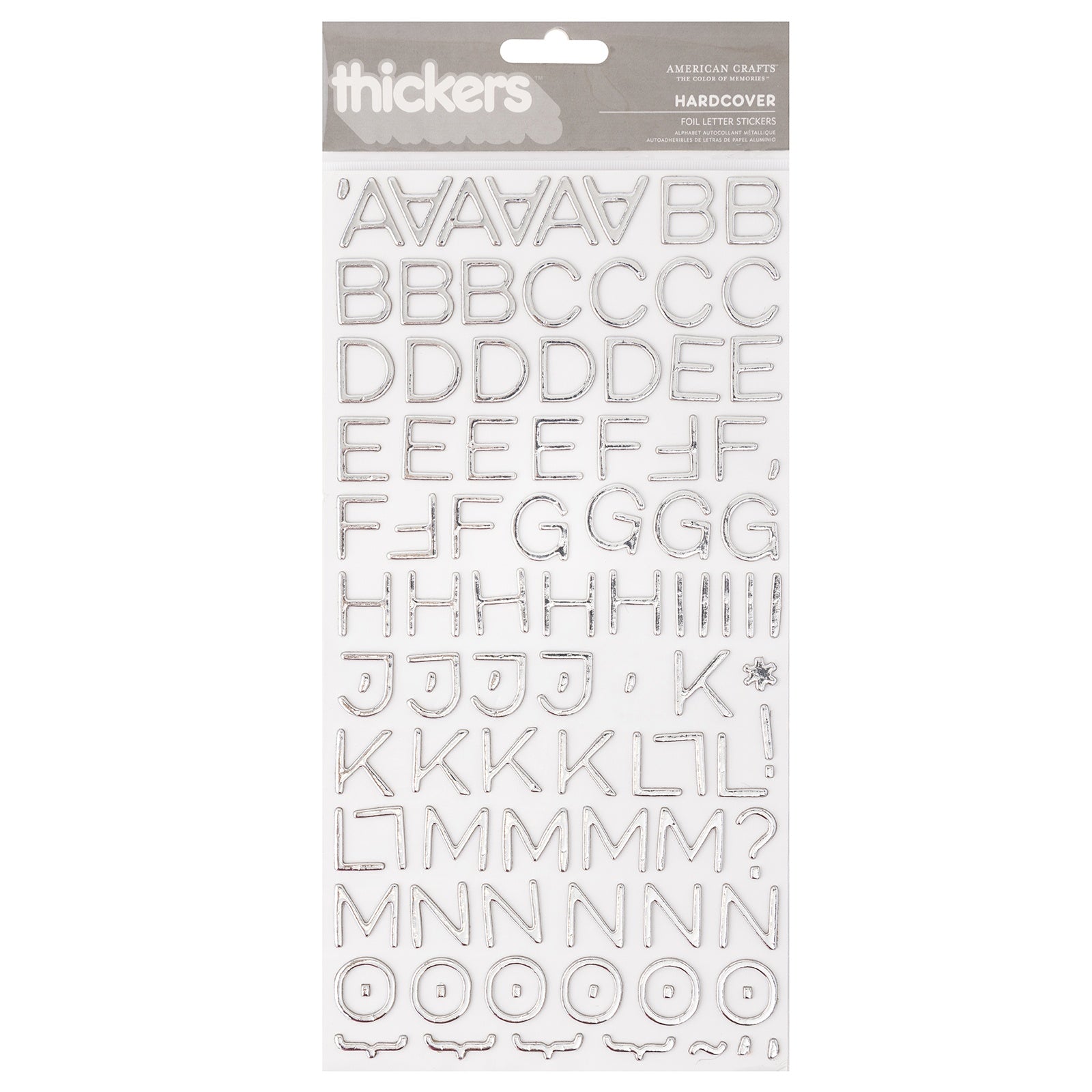 American Crafts Foil Alphabet Thicker Stickers - Hardcover - Silver, 198 Pieces