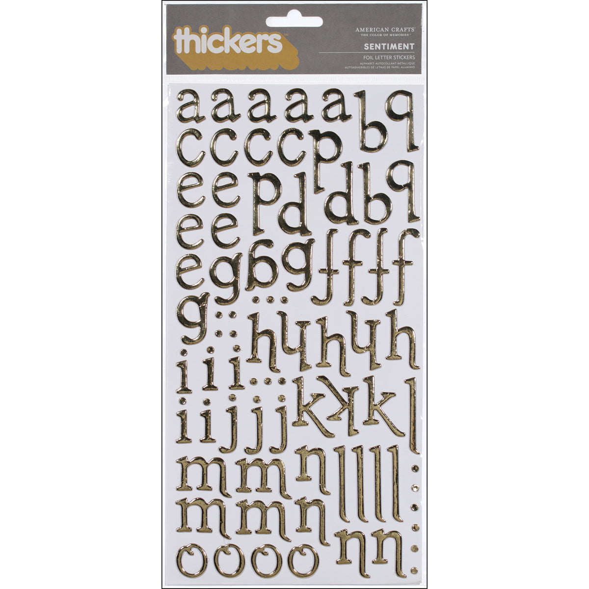 AC Foil Alphabet Stickers - Sentiment, Gold, 167pcs