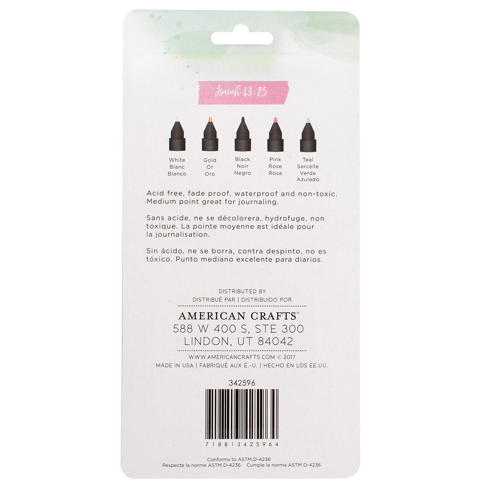 Creative Devotion Opaque Medium Tip Markers 5/Pkg-White, Gold, Black, Pink & Mint
