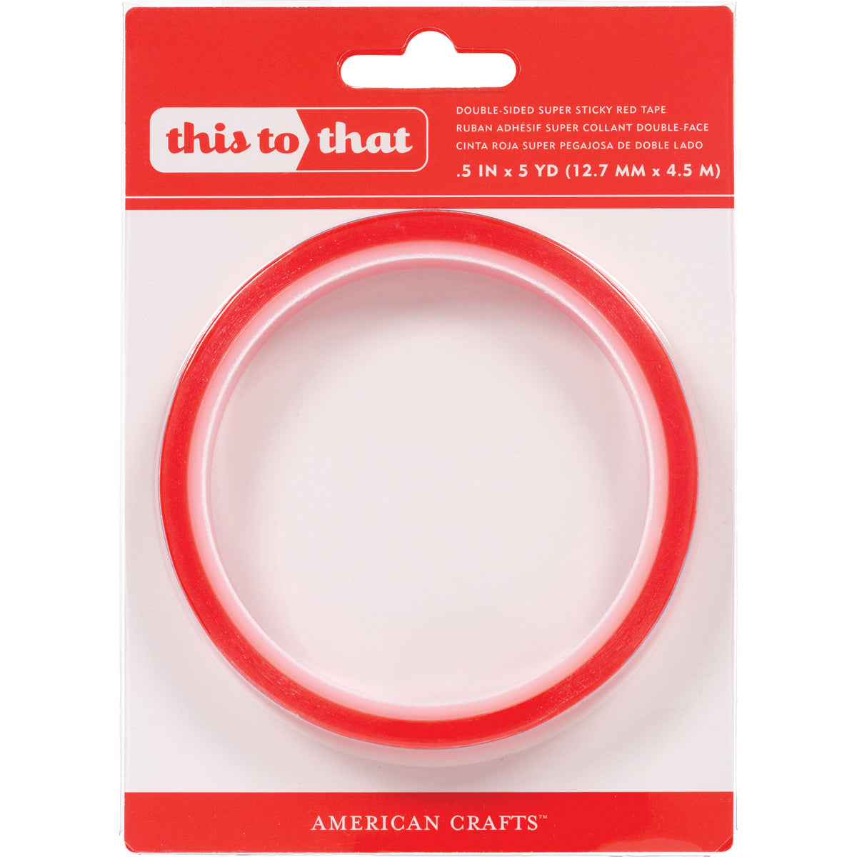 This To That Double-Sided Super Sticky Red Tape-.5"X5yd