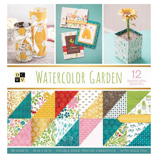 DCWV Double-Sided 12x12" Cardstock Stack - Watercolor Garden