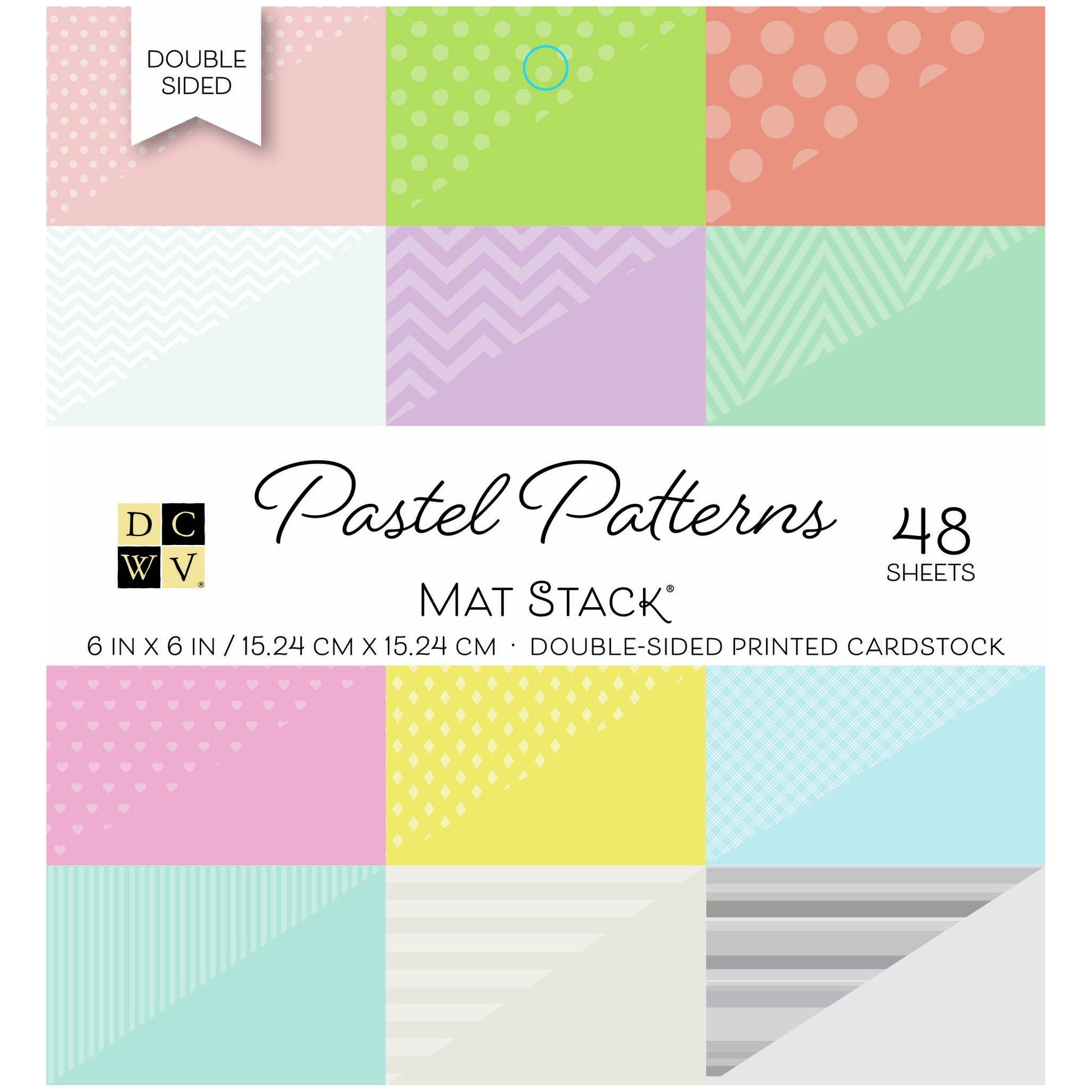 DCWV Pastel Patterns 6x6" Patterned Cardstock Mat Stack