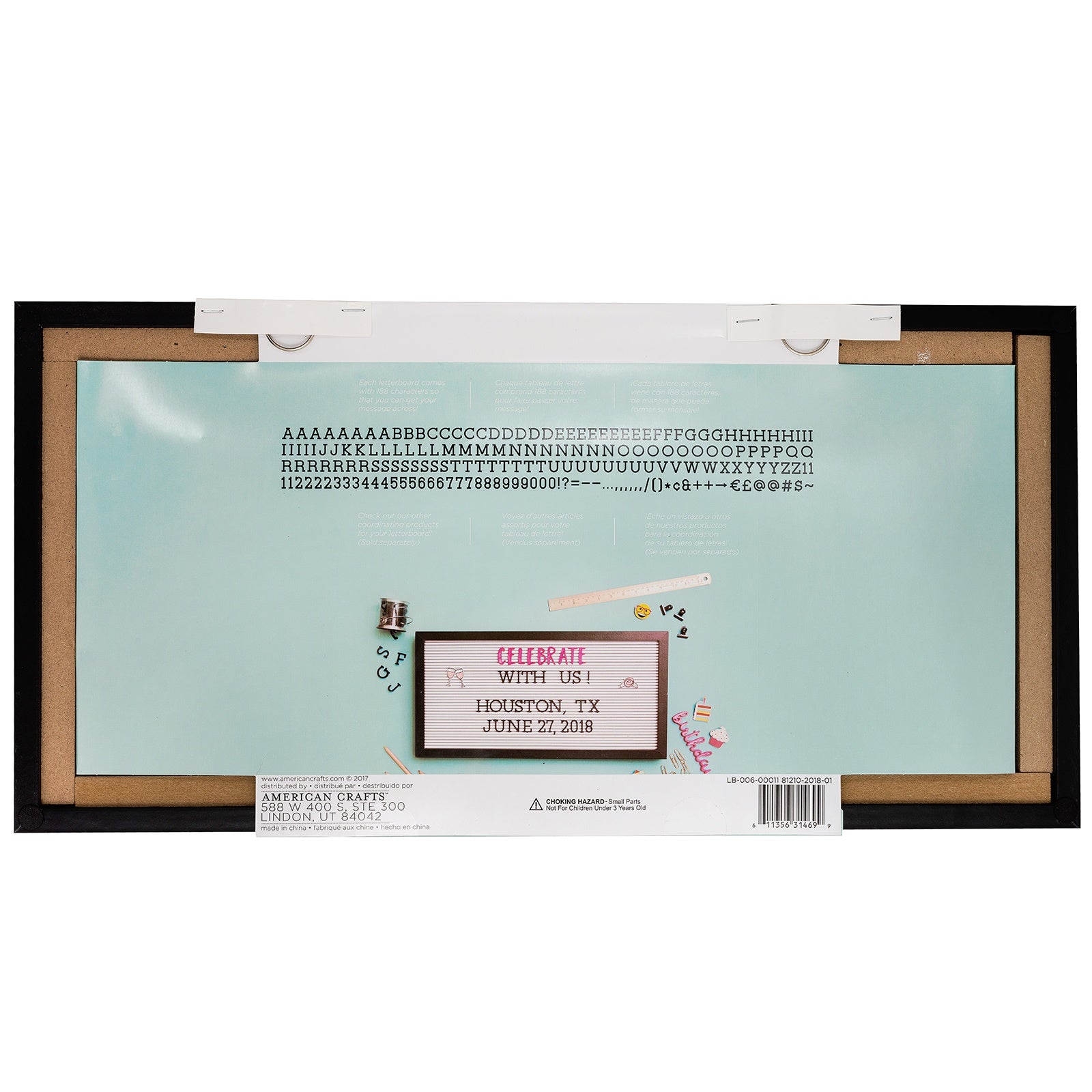 DCWV Black Framed White Letterboard