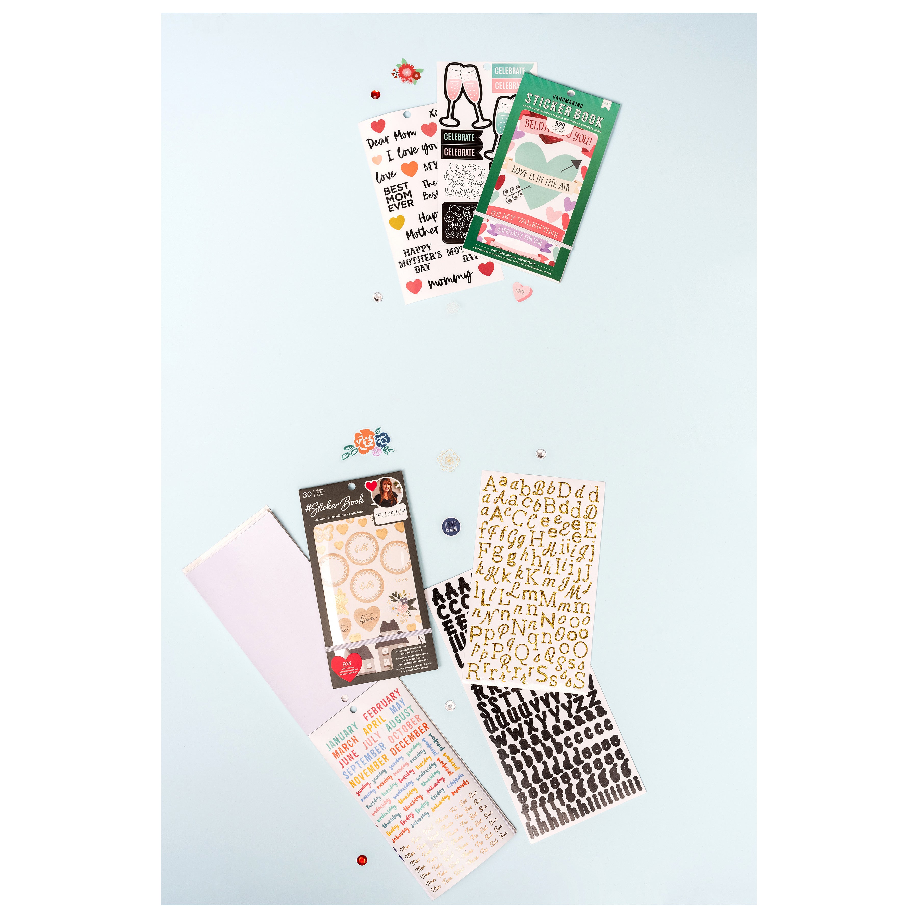 American Crafts Jen Hadfield Sticker Book with Gold Foil - 30 sheets