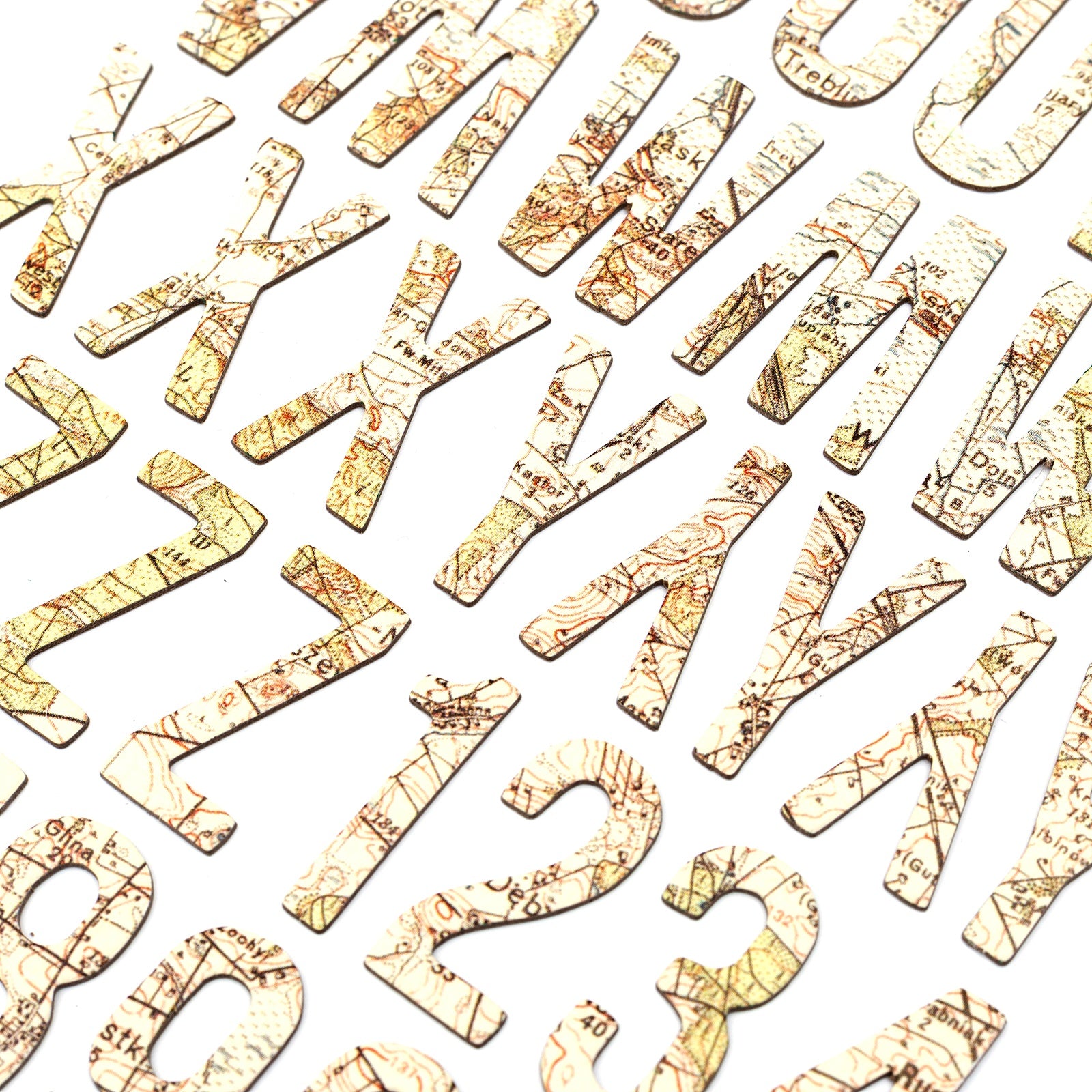 American Crafts Thickers Everywhere Map Printed Alphabet Stickers, 163 pcs