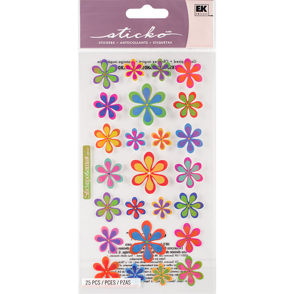 Sticko Stickers - Funky Flowers, 25pcs