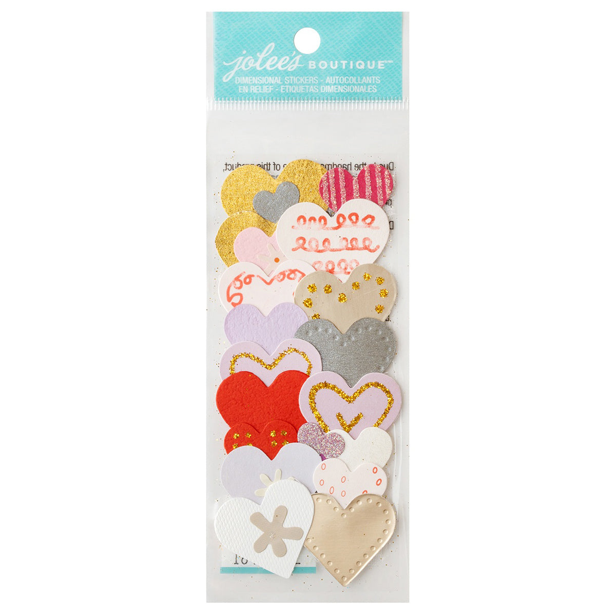 Jolee's By You Dimensional Stickers - Pink & Gold Hearts