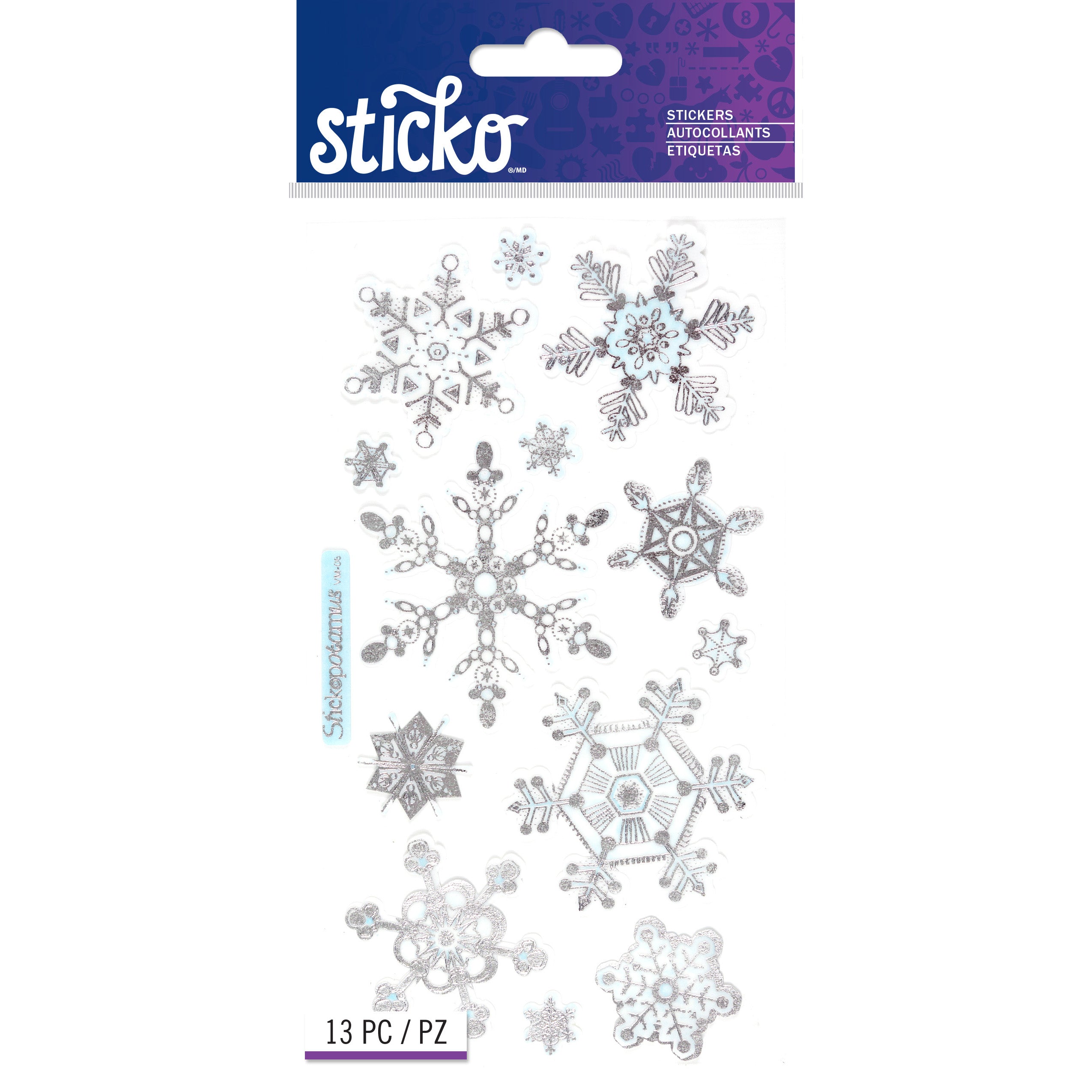 Sticko Vellum Snowflakes Stickers, 13 pcs