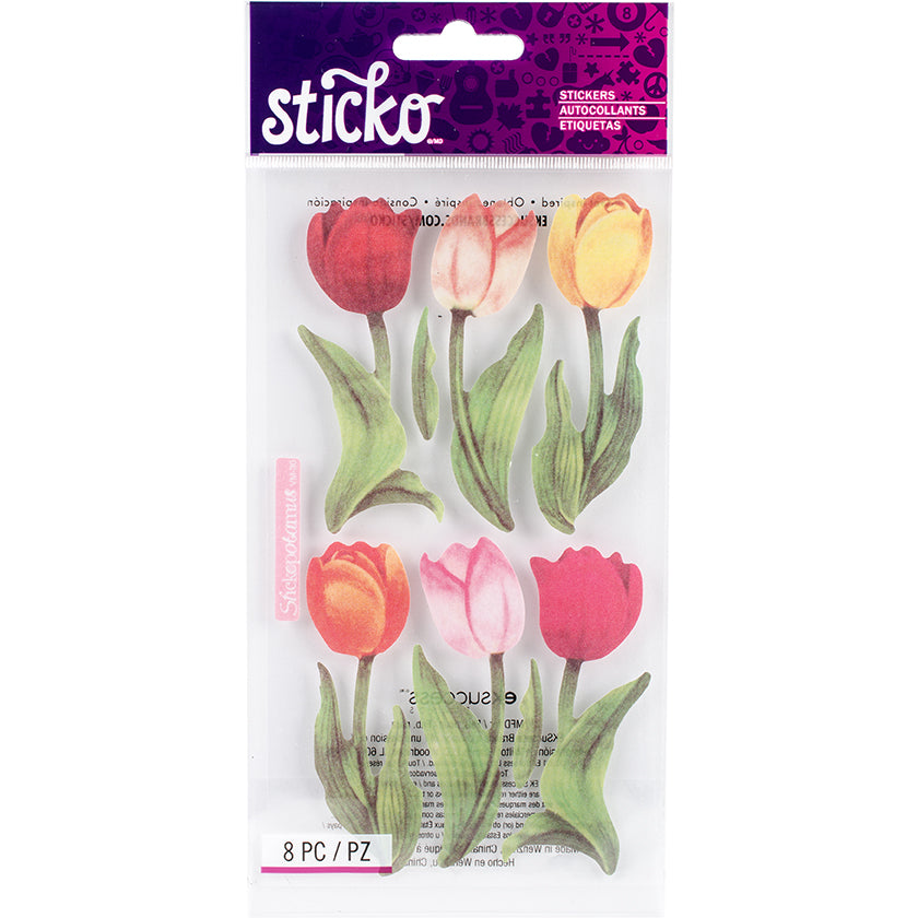 Sticko Vellum Stickers - Tulips, 8pcs