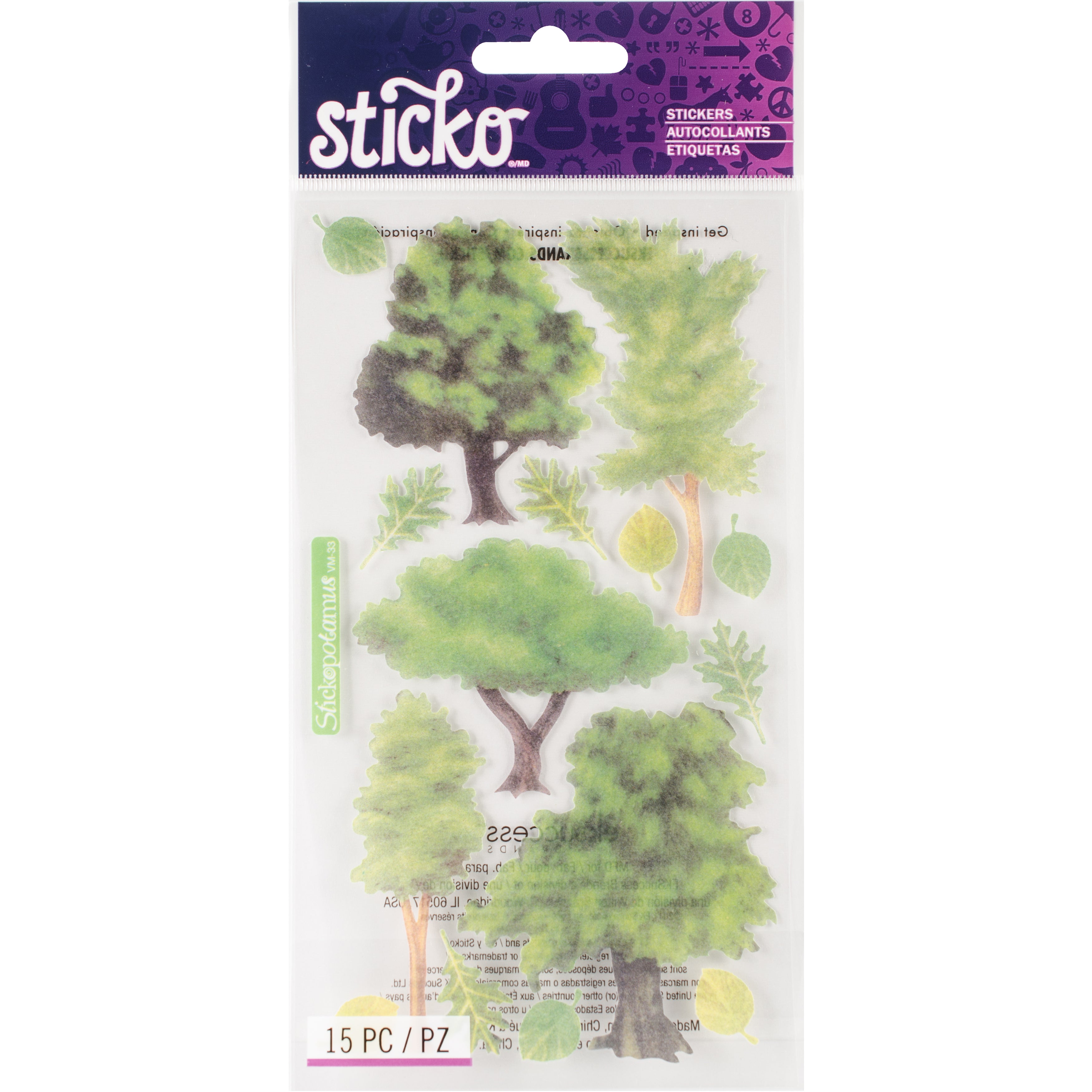 Sticko Vellum Stickers - Trees, 15pcs