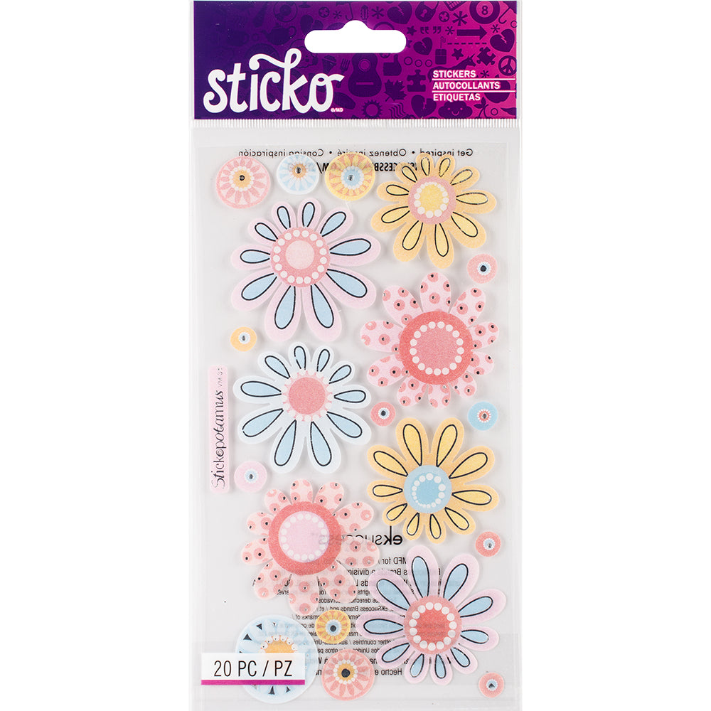 Sticko Vellum Stickers - Crazy Daisies, 20pcs