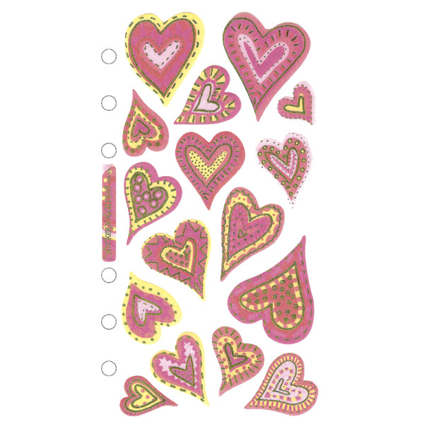 Sticko Vellum Stickers - Expressive Hearts, 16pcs
