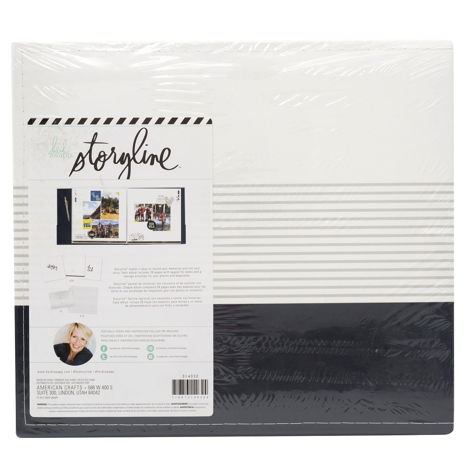 Heidi Swapp Storyline2 12x12" Post Bound Album - Navy Stripe