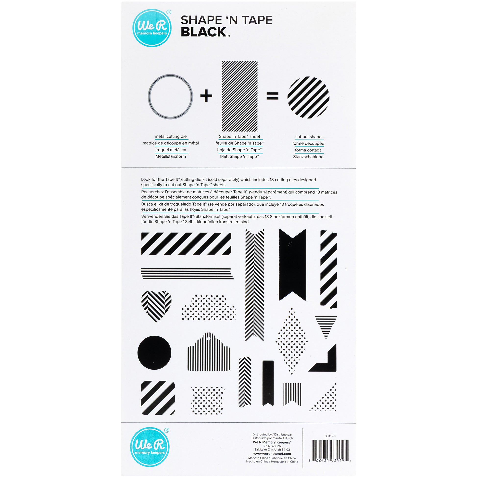Shape 'n Tape Black 6x12" Printed Washi Sheets Set