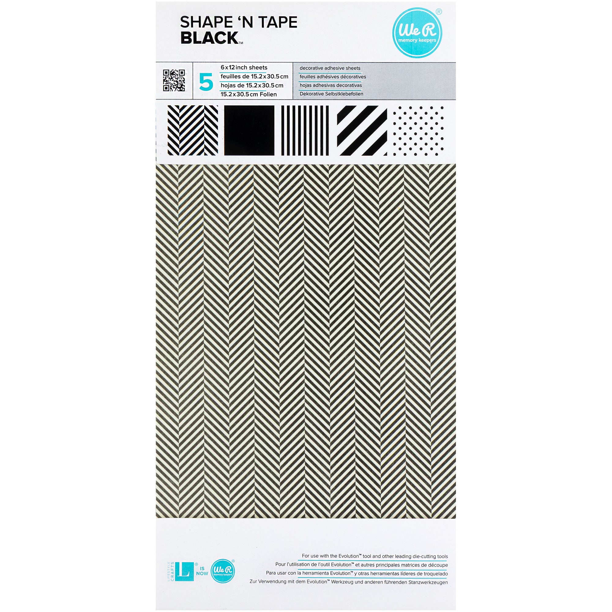 Shape 'n Tape Black 6x12" Printed Washi Sheets Set