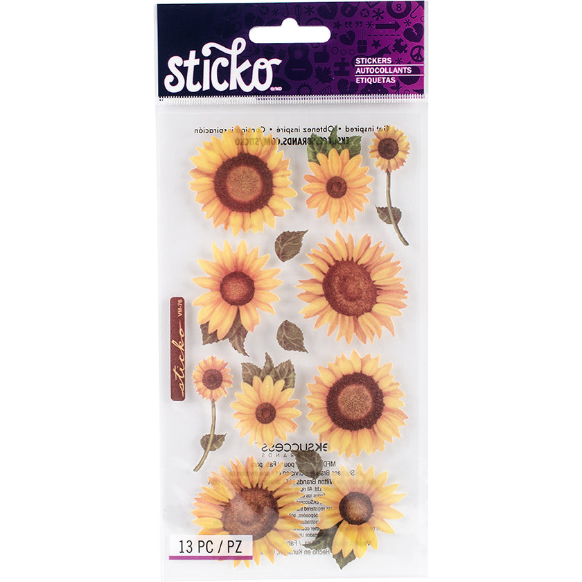 Sticko Vellum Stickers - Sunflowers, 13pcs