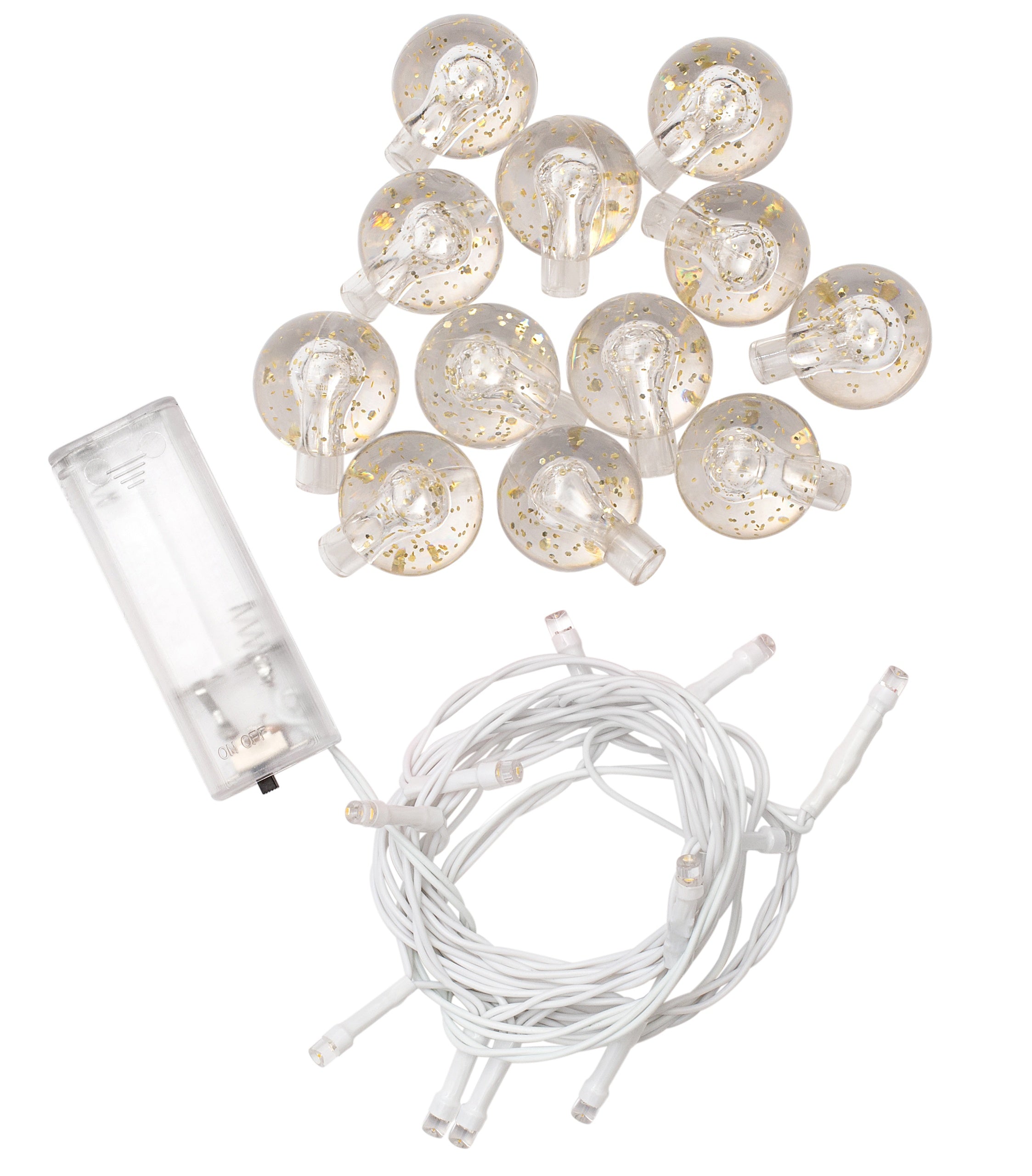 We R DIY Party Light Strand - Gold Glitter Globes on White Wire