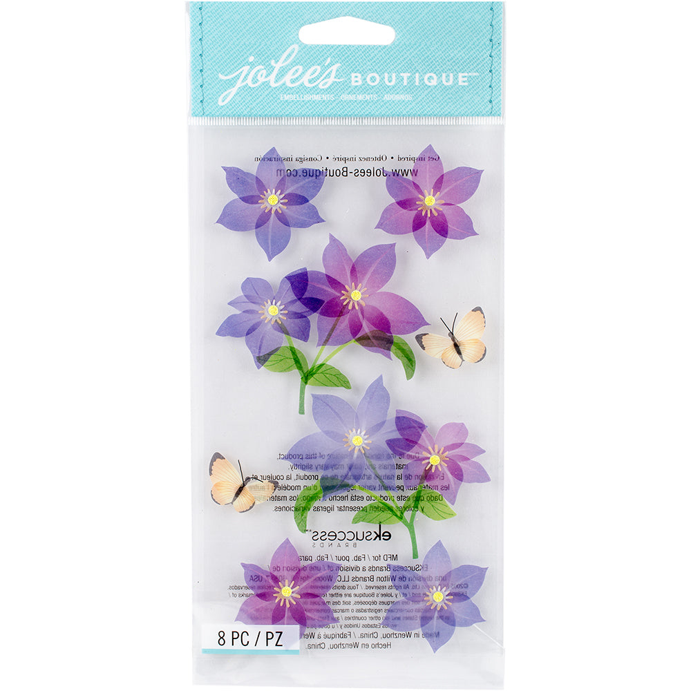 Jolee's Boutique Vellum Stickers - Purple Flowers, 8pcs