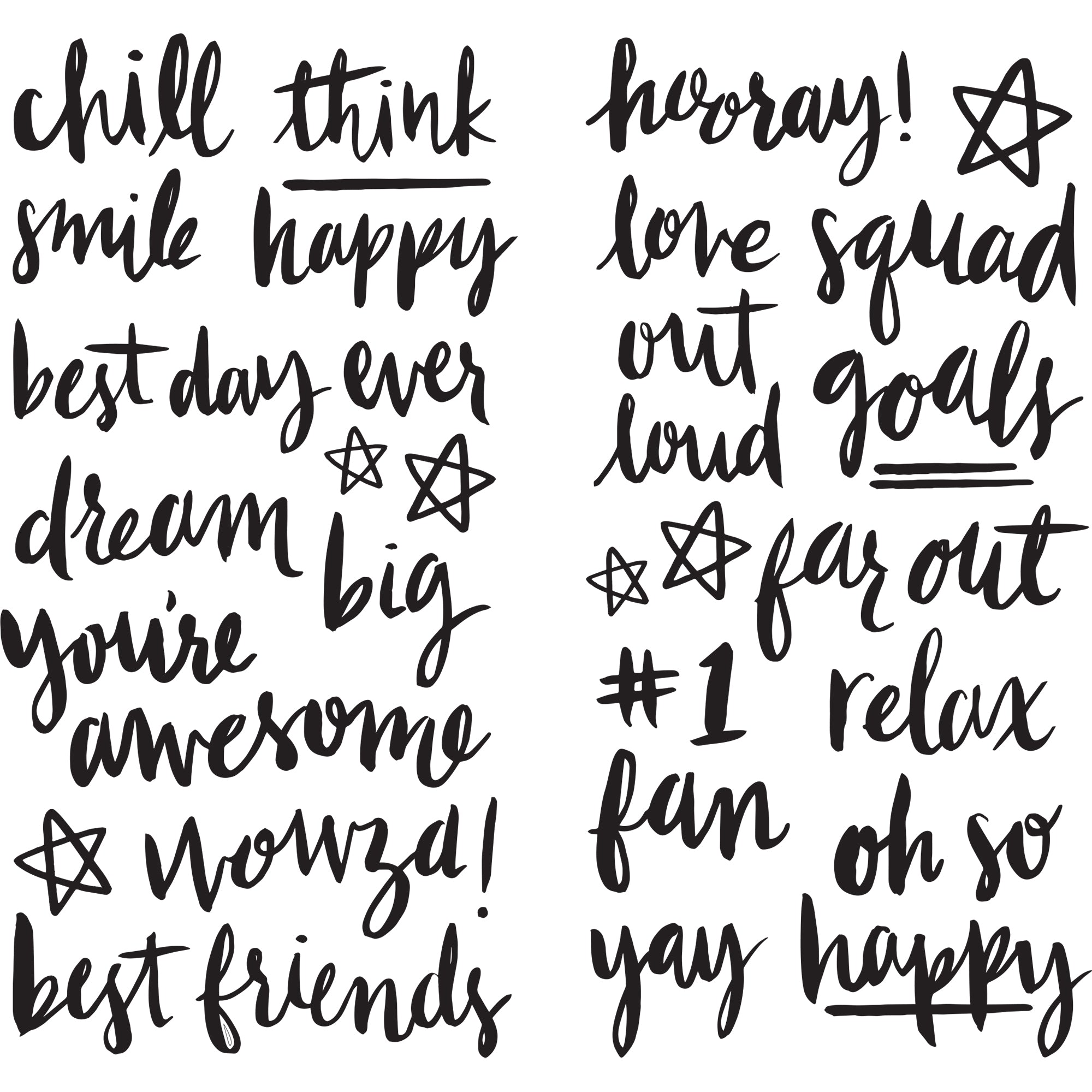 Good Vibes Thickers Black Puffy High Five Word Stickers, 54 pcs