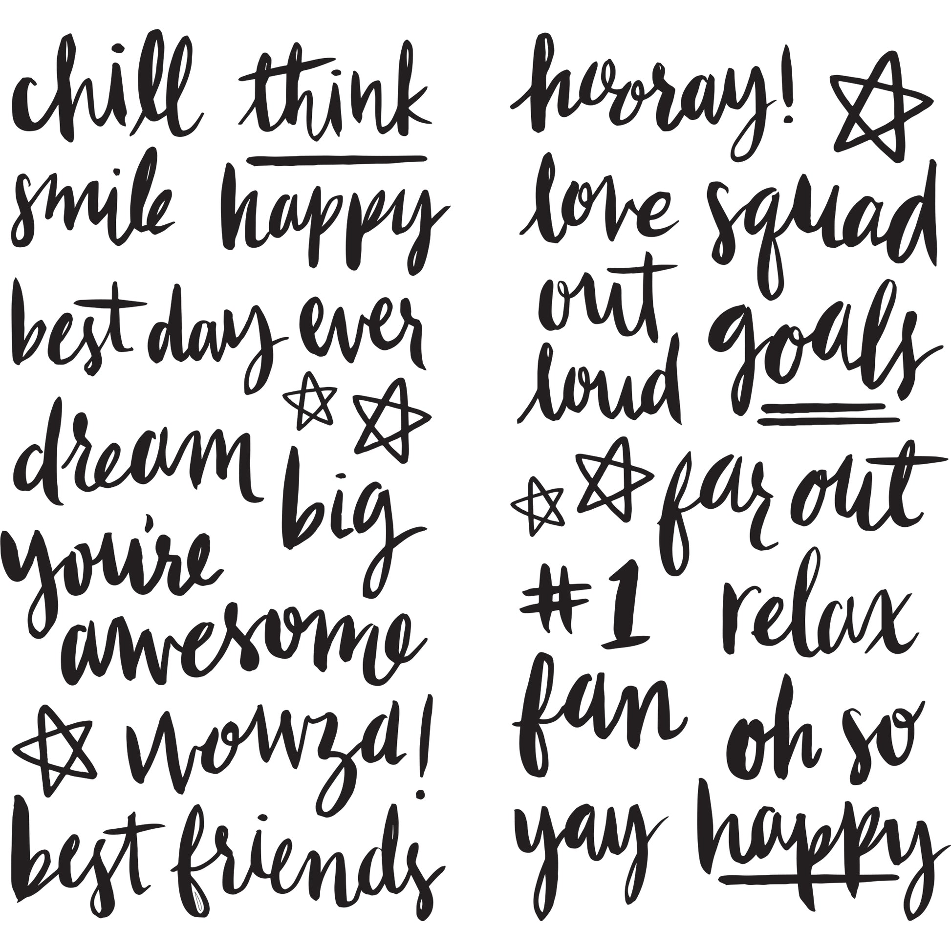 Good Vibes Thickers Black Puffy High Five Word Stickers, 54 pcs