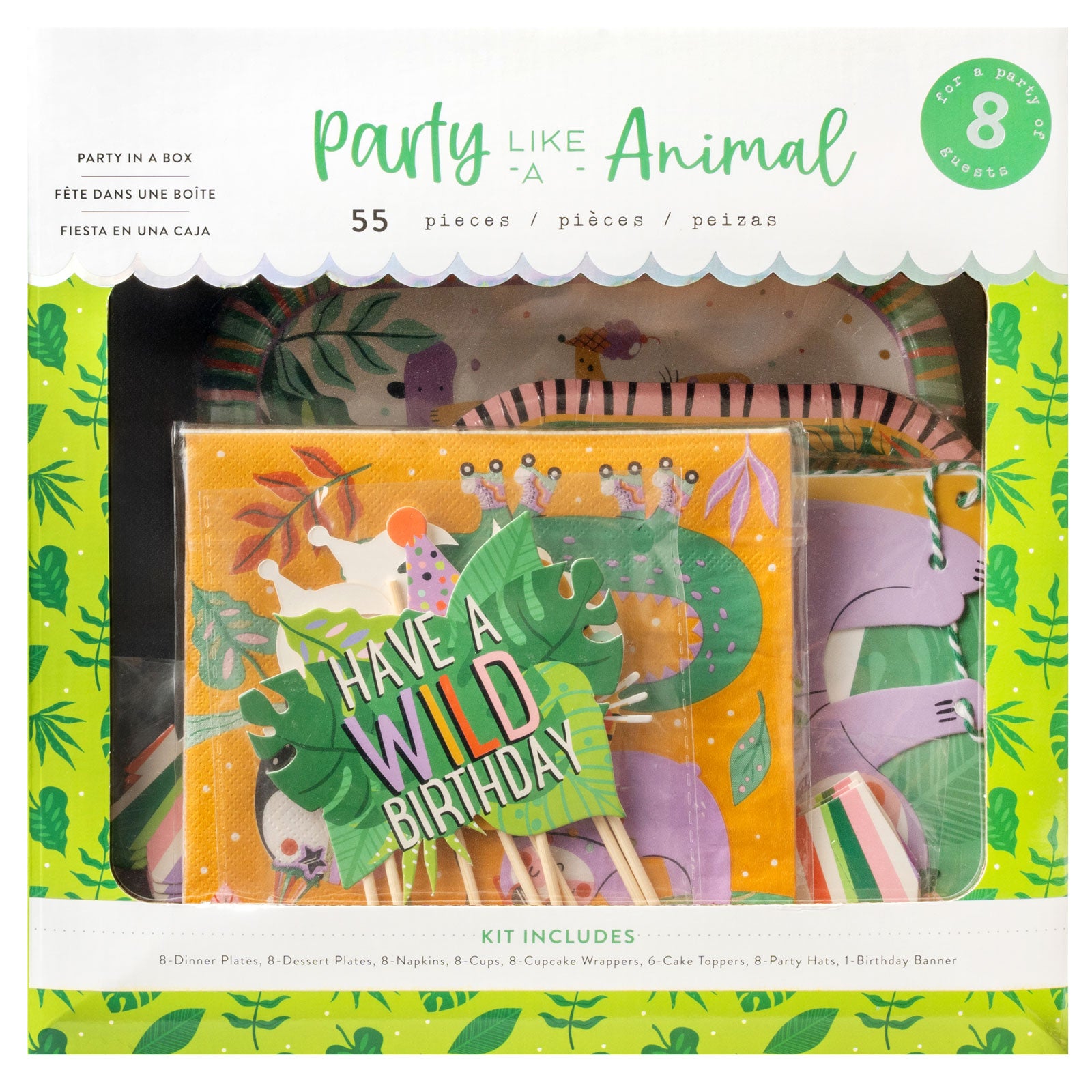 Front of packaging for AC Sweetshop Party Like An Animal Party in a Box Kit