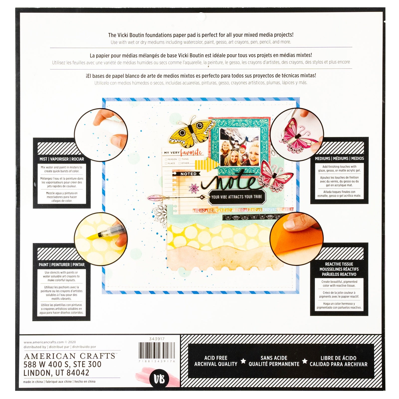 Vicki Boutin Mixed Media Foundations Paper 12"X12" 12/Pkg-Smooth White, 140lb