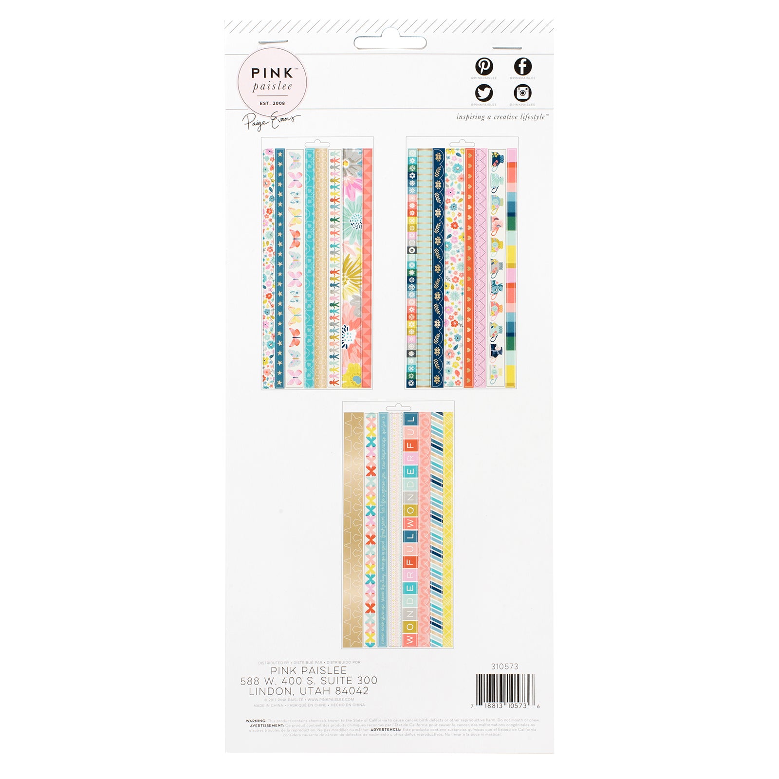 Paige Evans Turn The Page Washi Sticker Sheets, Matte Gold Foil, 3 Pack