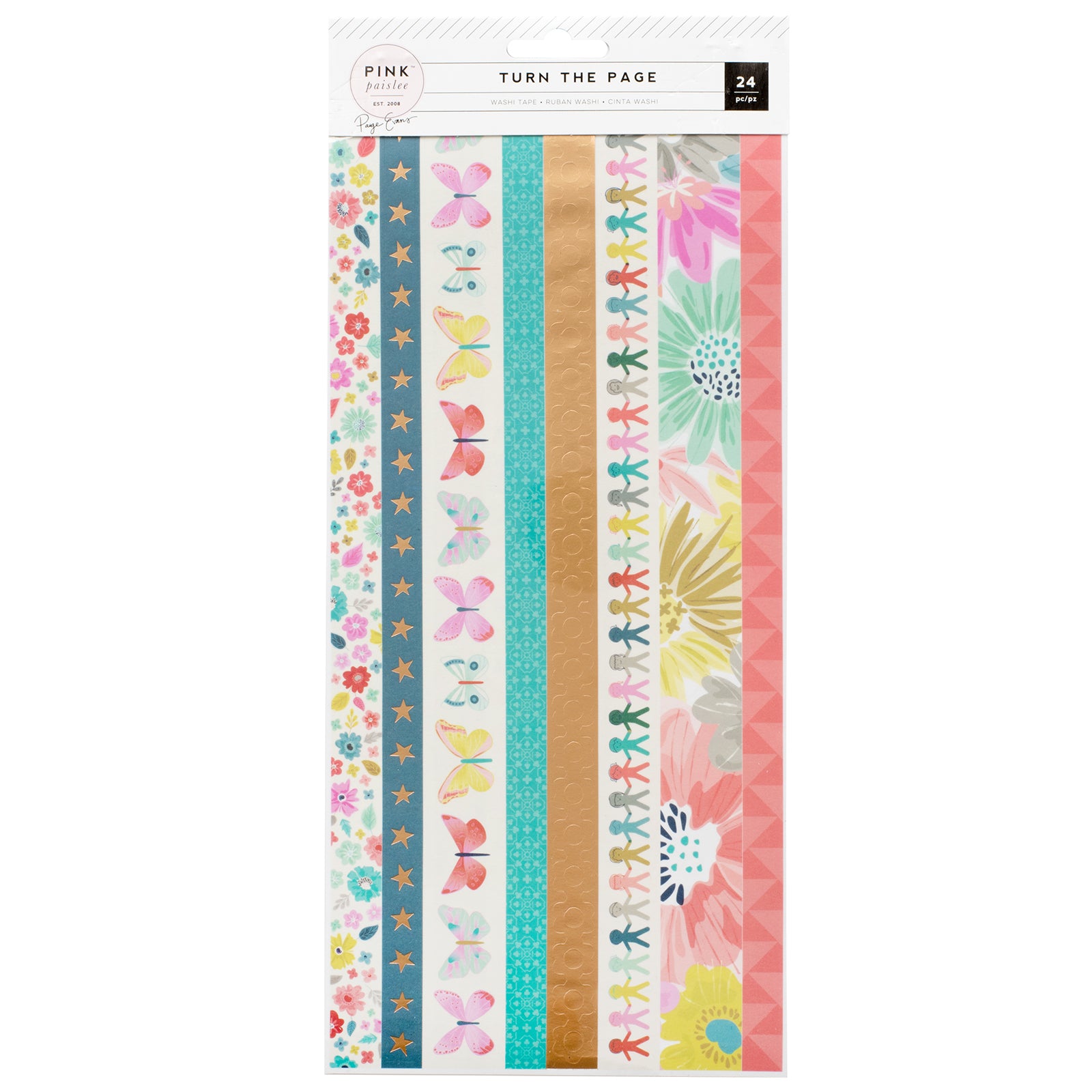 Paige Evans Turn The Page Washi Sticker Sheets, Matte Gold Foil, 3 Pack