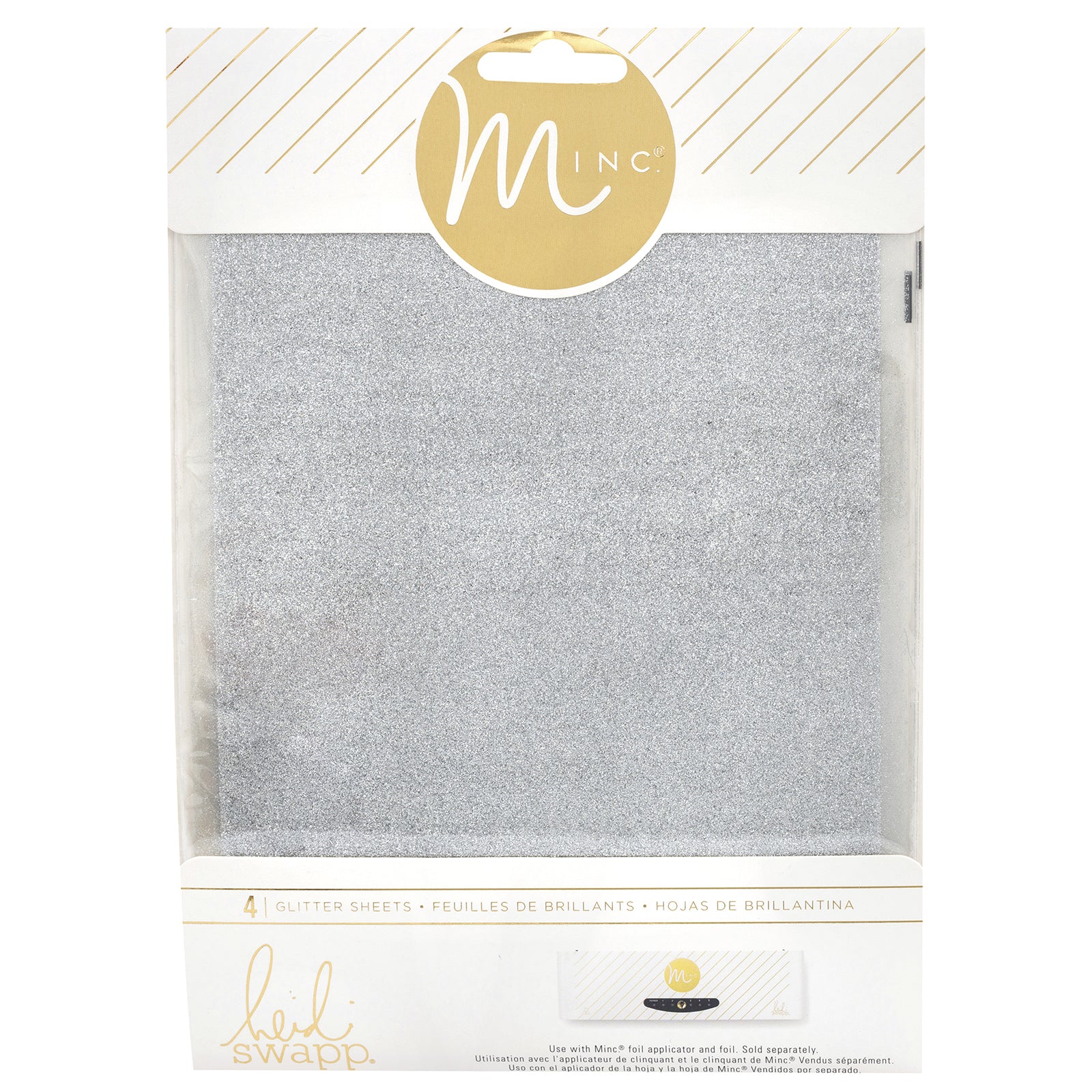 Heidi Swapp Minc Glitter Foil Sheets - 4 Pack - Silver in packaging