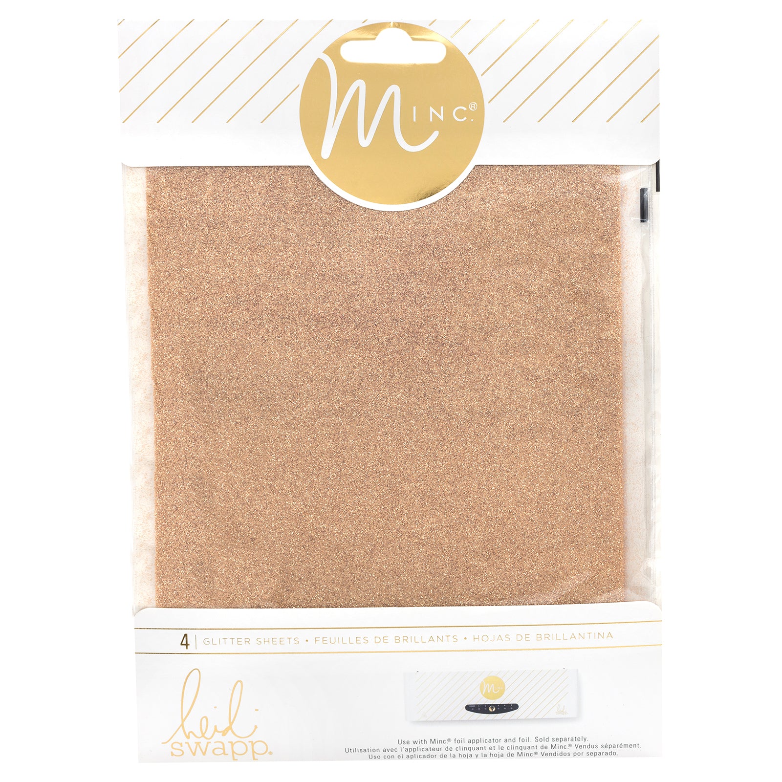 Heidi Swapp Minc Glitter Foil Sheets - 4 Pack - Rose Gold in packaging
