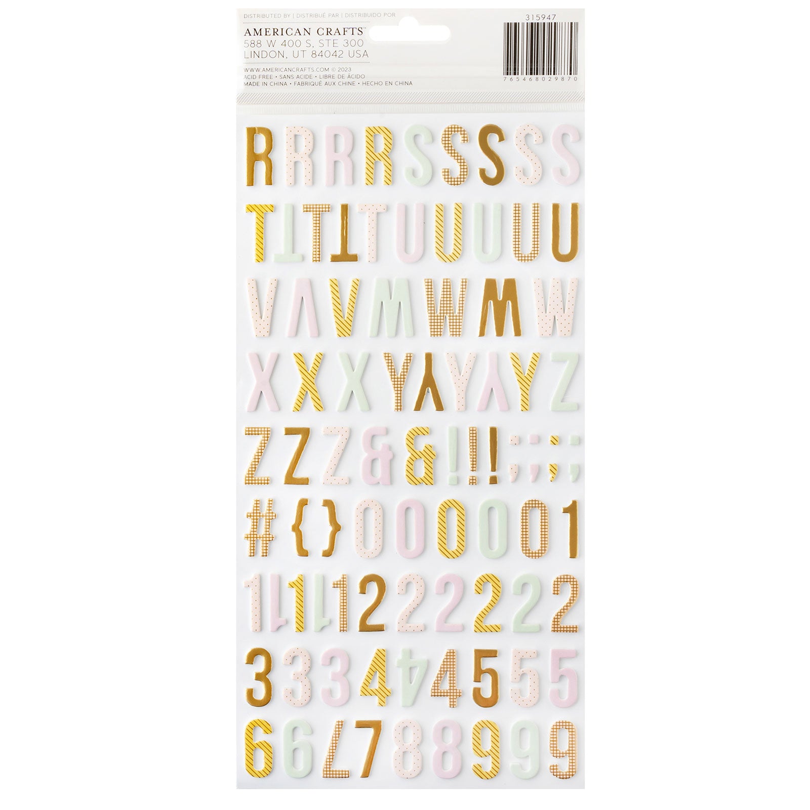 American Crafts Sketchbook Bea Valint Thickers Alphabet Stickers - 175 Piece