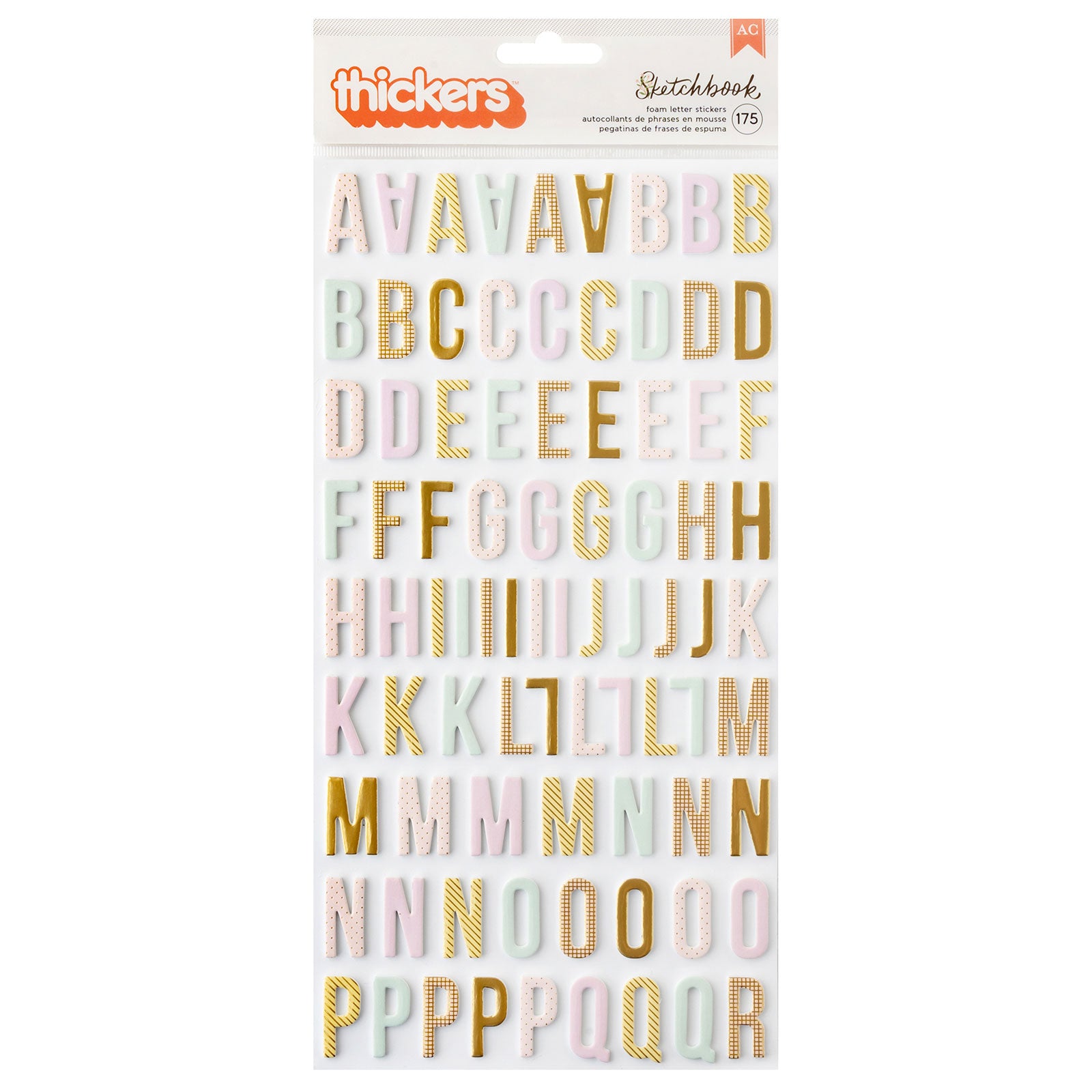 American Crafts Sketchbook Bea Valint Thickers Alphabet Stickers - 175 Piece