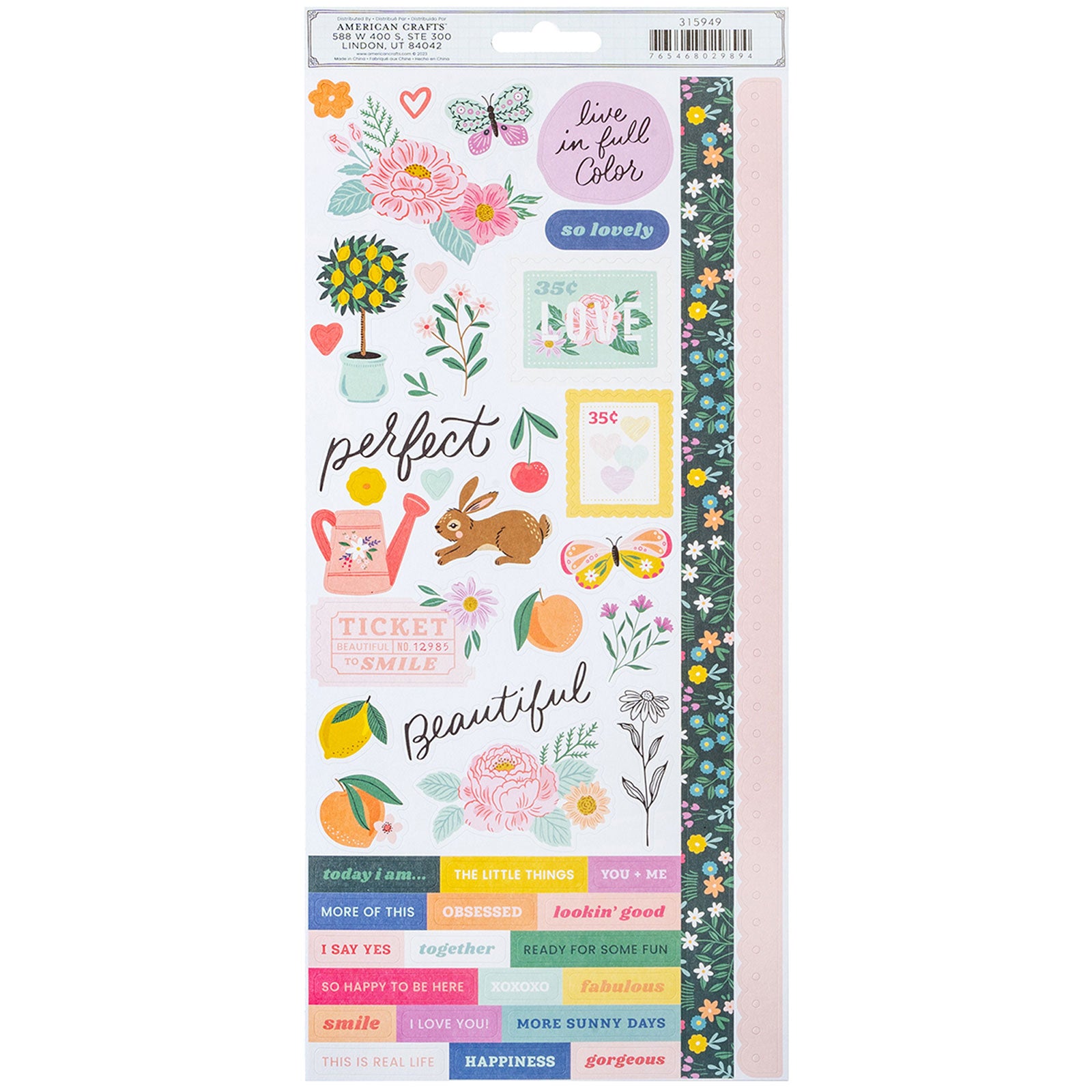American Crafts Sketchbook Bea Valint 6 x 8 Sticker Book - 93 Piece