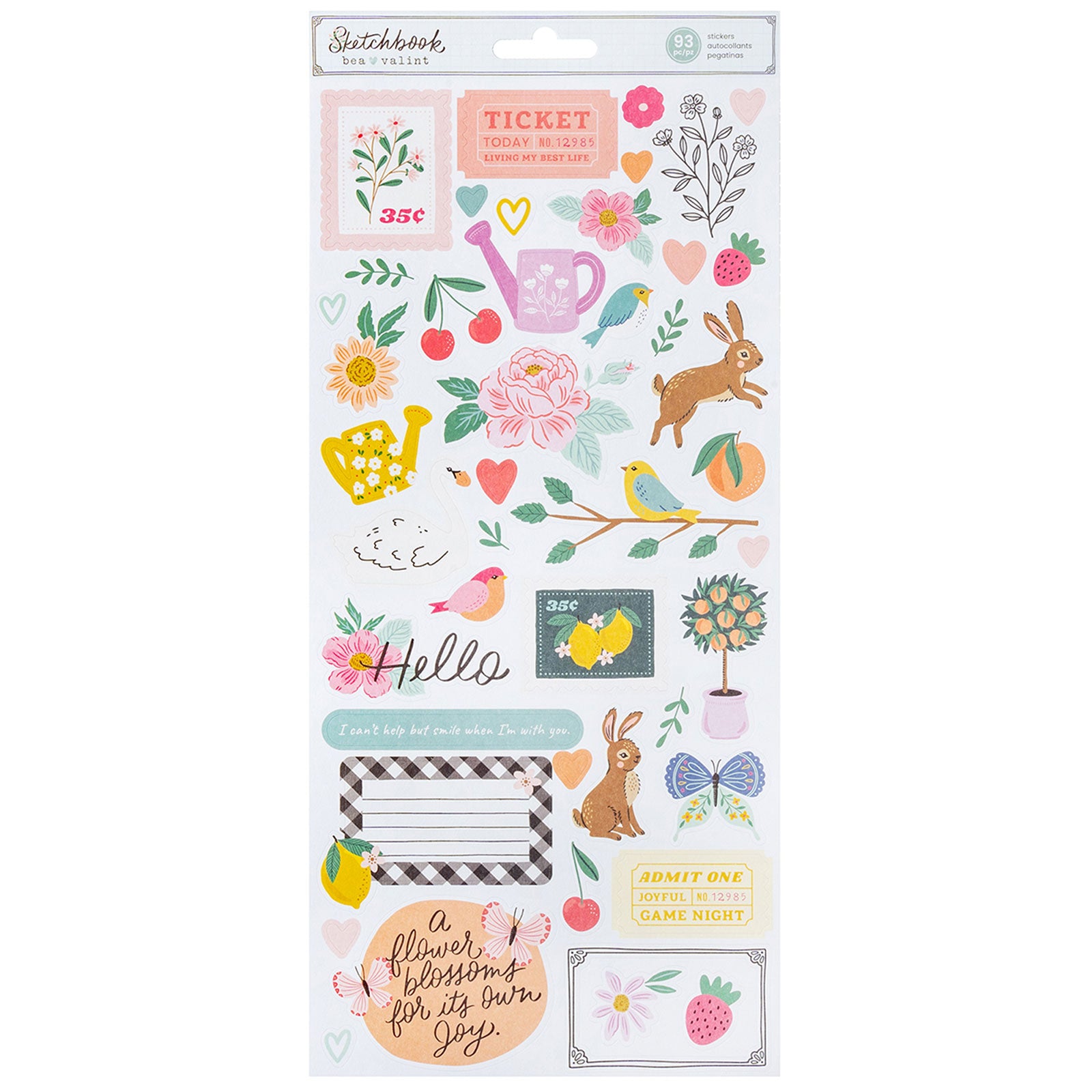 American Crafts Sketchbook Bea Valint 6 x 8 Sticker Book - 93 Piece