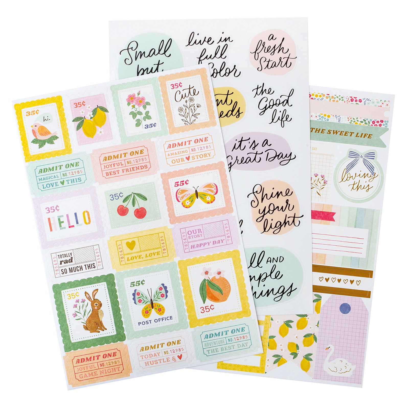 American Crafts Sketchbook Bea Valint Sticker Book with Gold Foil - 371 Piece