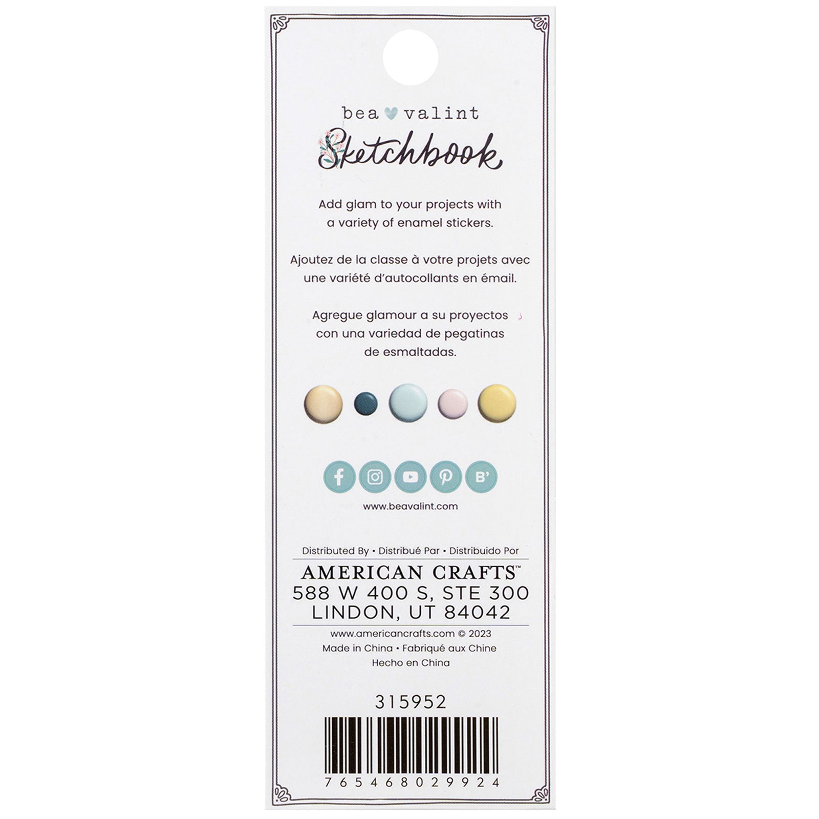 American Crafts Sketchbook Bea Valint Enamel Sticker Dots - 60 Piece