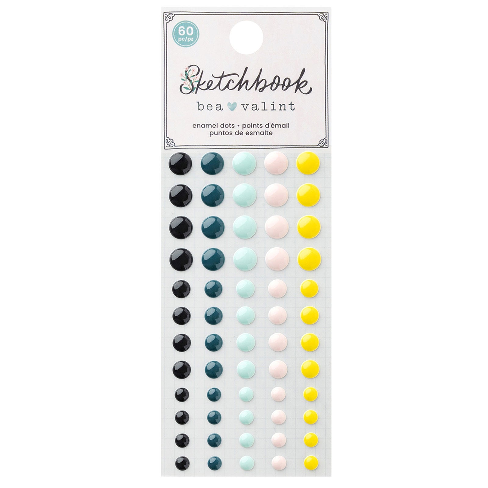 American Crafts Sketchbook Bea Valint Enamel Sticker Dots - 60 Piece