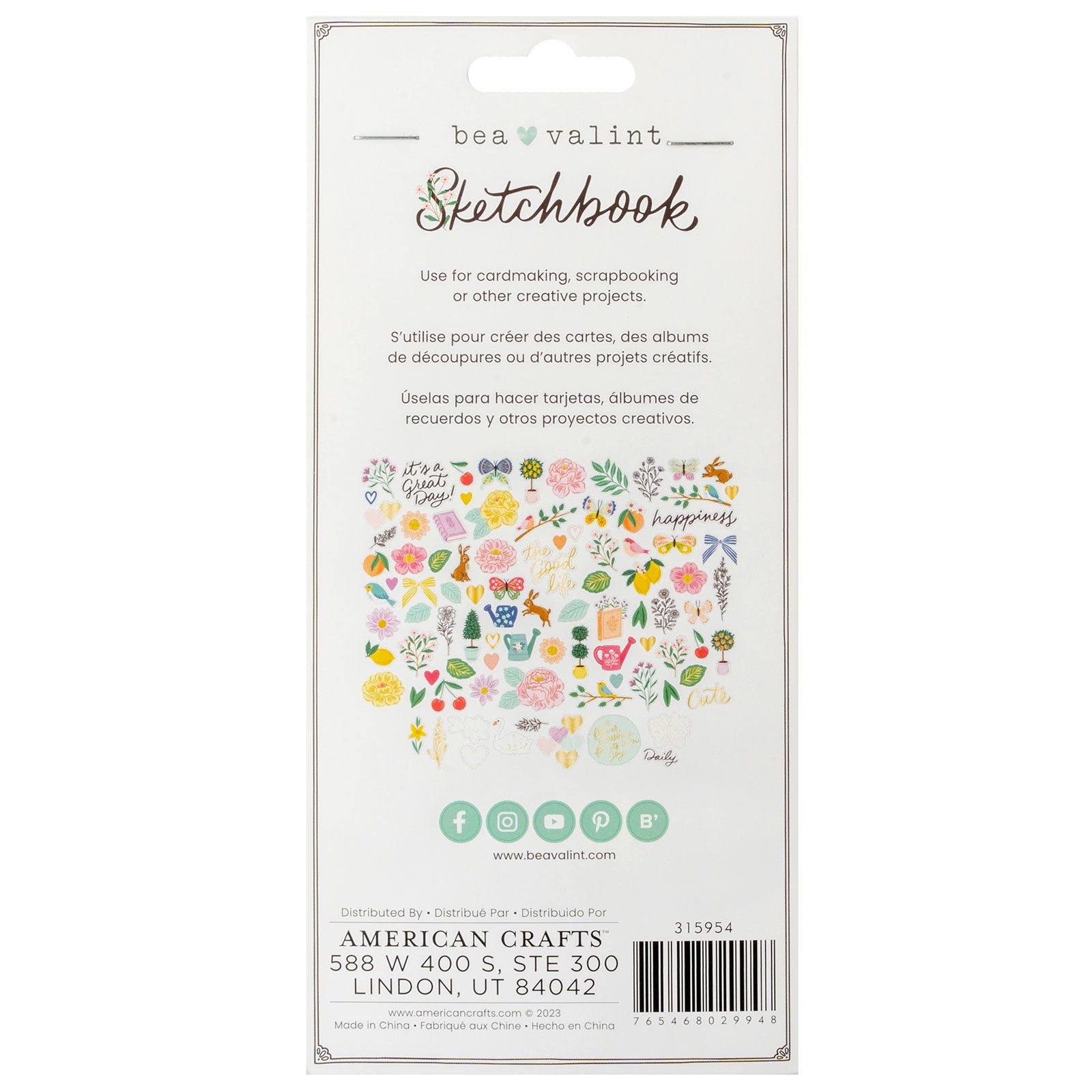 American Crafts Sketchbook Bea Valint Ephemera Icon Die Cut Shapes- 91 Pack