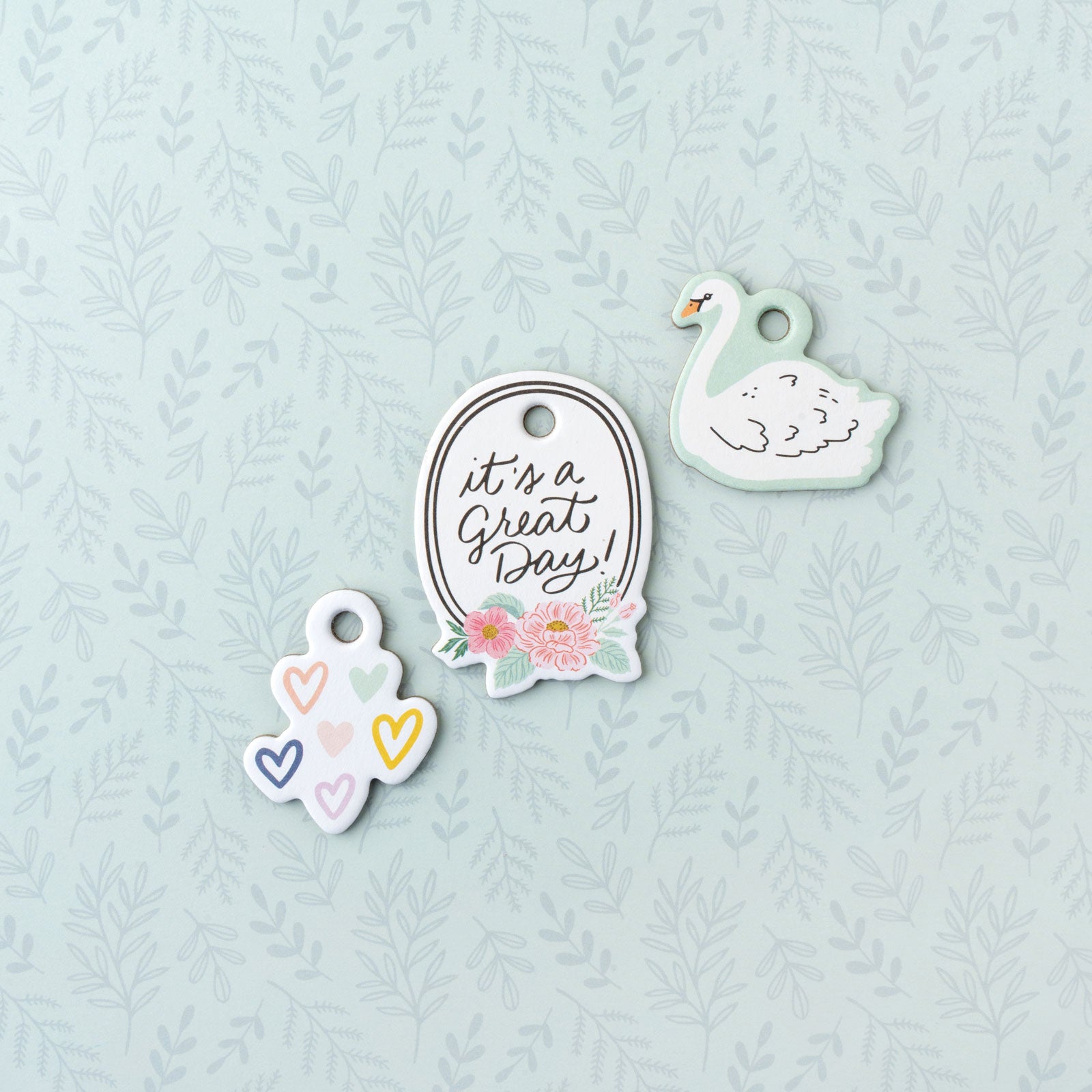 American Crafts Sketchbook Bea Valint Chipboard Charms and Ribbon - 53 Piece