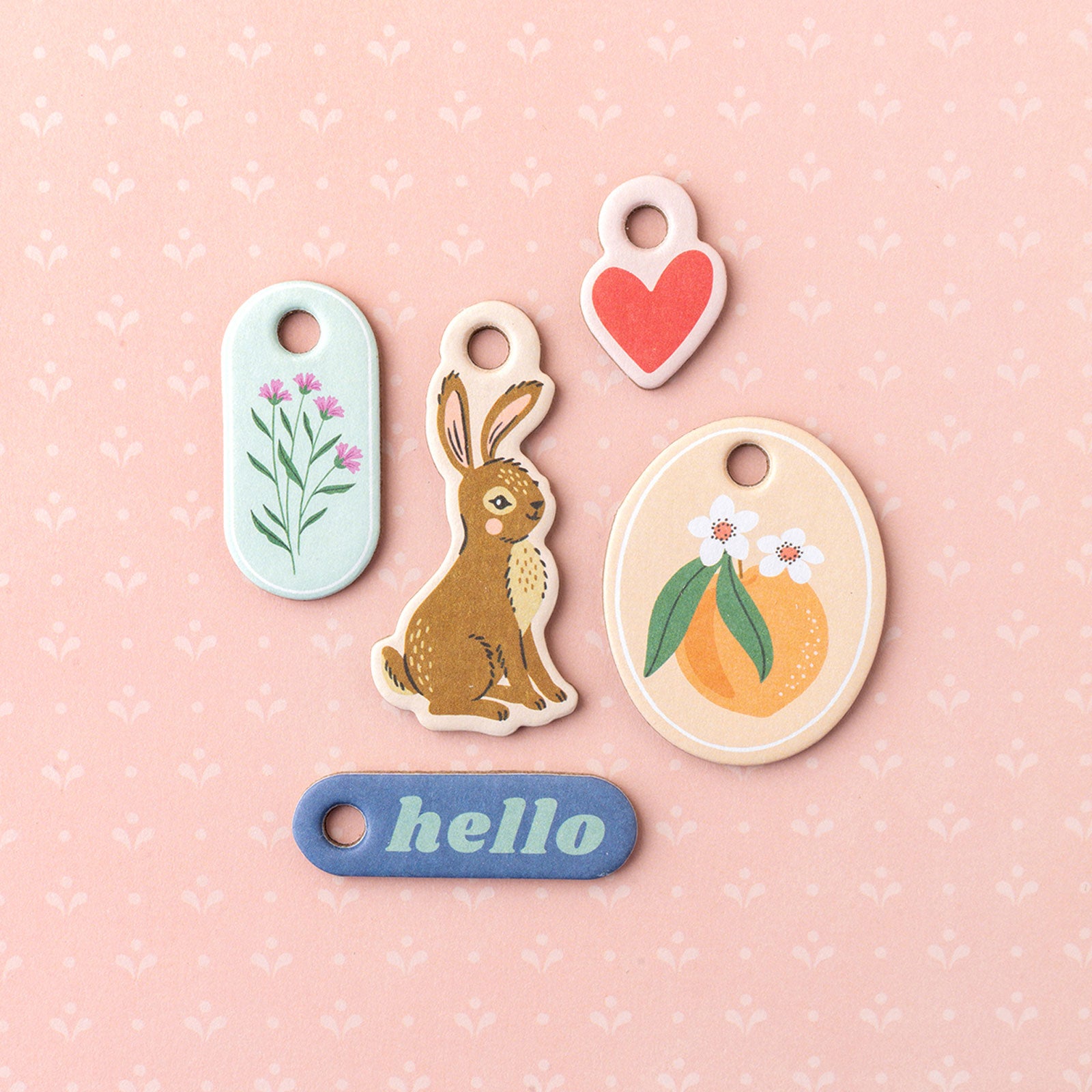 American Crafts Sketchbook Bea Valint Chipboard Charms and Ribbon - 53 Piece