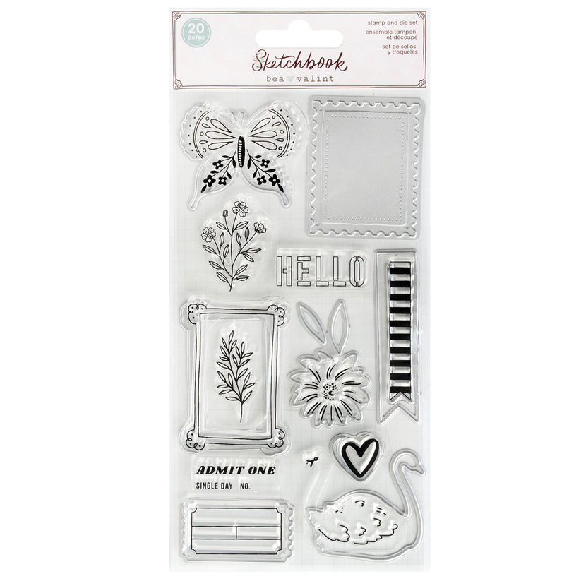 Bea First Set Bea Valint Sketchbook Stamp and Die Set – American Crafts