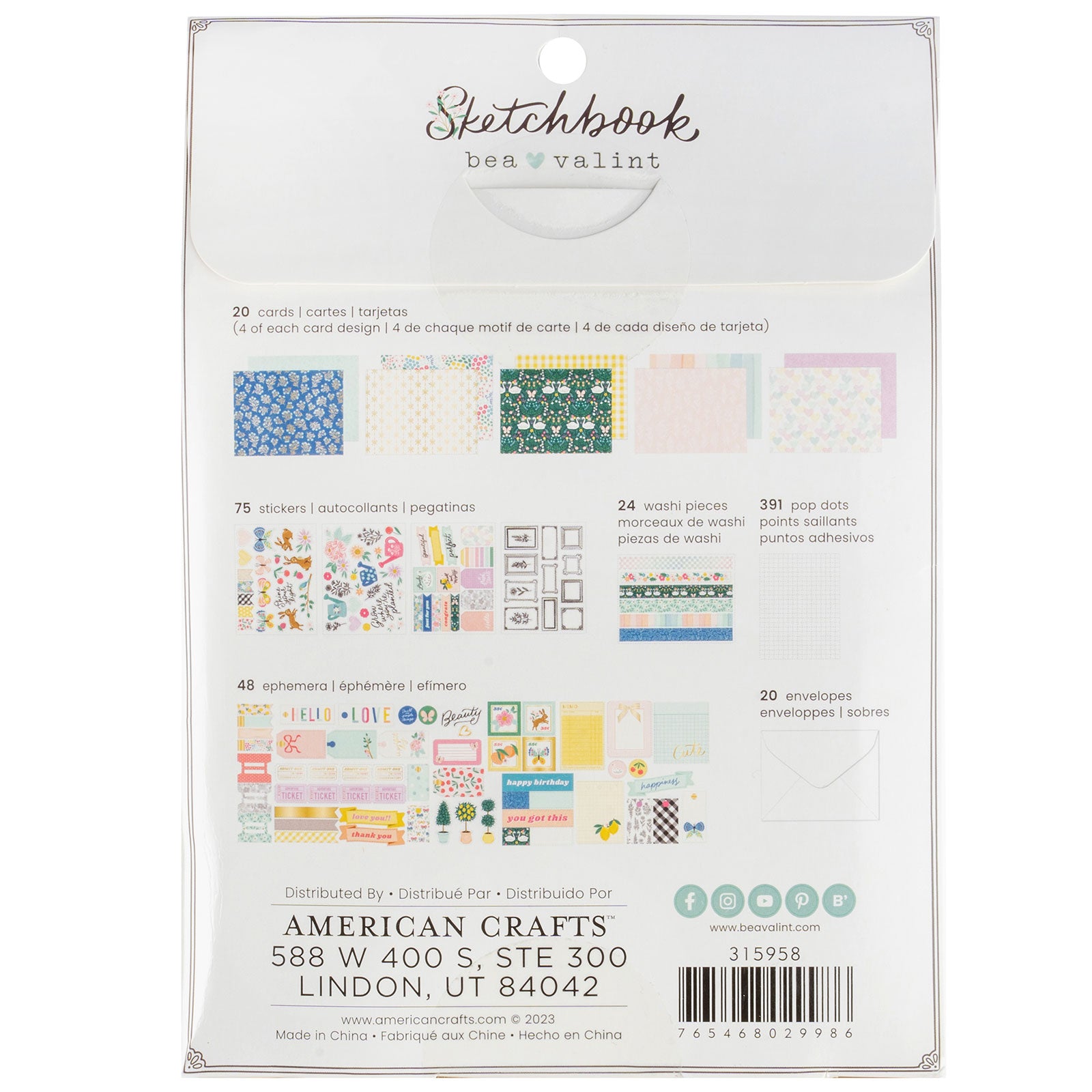 American Crafts Sketchbook Bea Valint Card Making Kit - 578 Piece